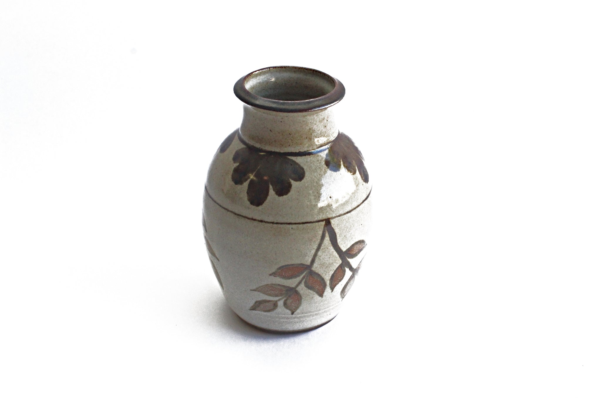 Hand Painted Ceramic Vase, Vintage Stoneware Fine Art Pottery
