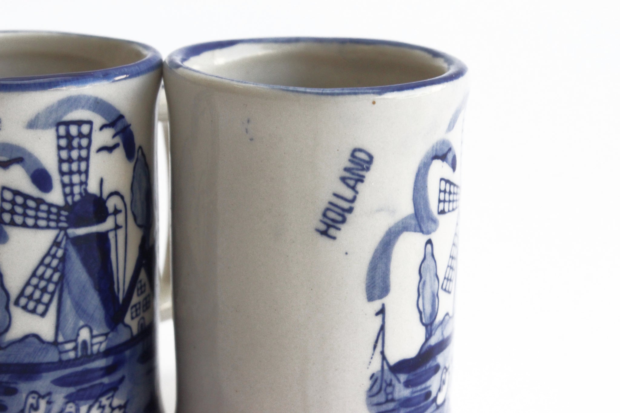 Delft Blue Hand Painted Small Mugs, Blue & White Shot Glasses