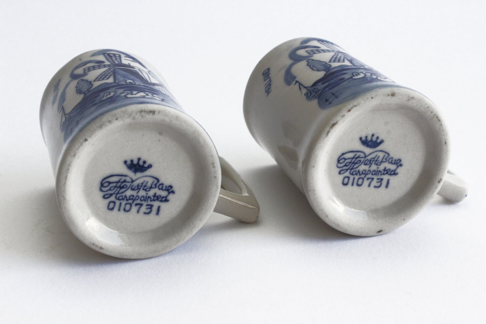 Delft Blue Hand Painted Small Mugs, Blue & White Shot Glasses