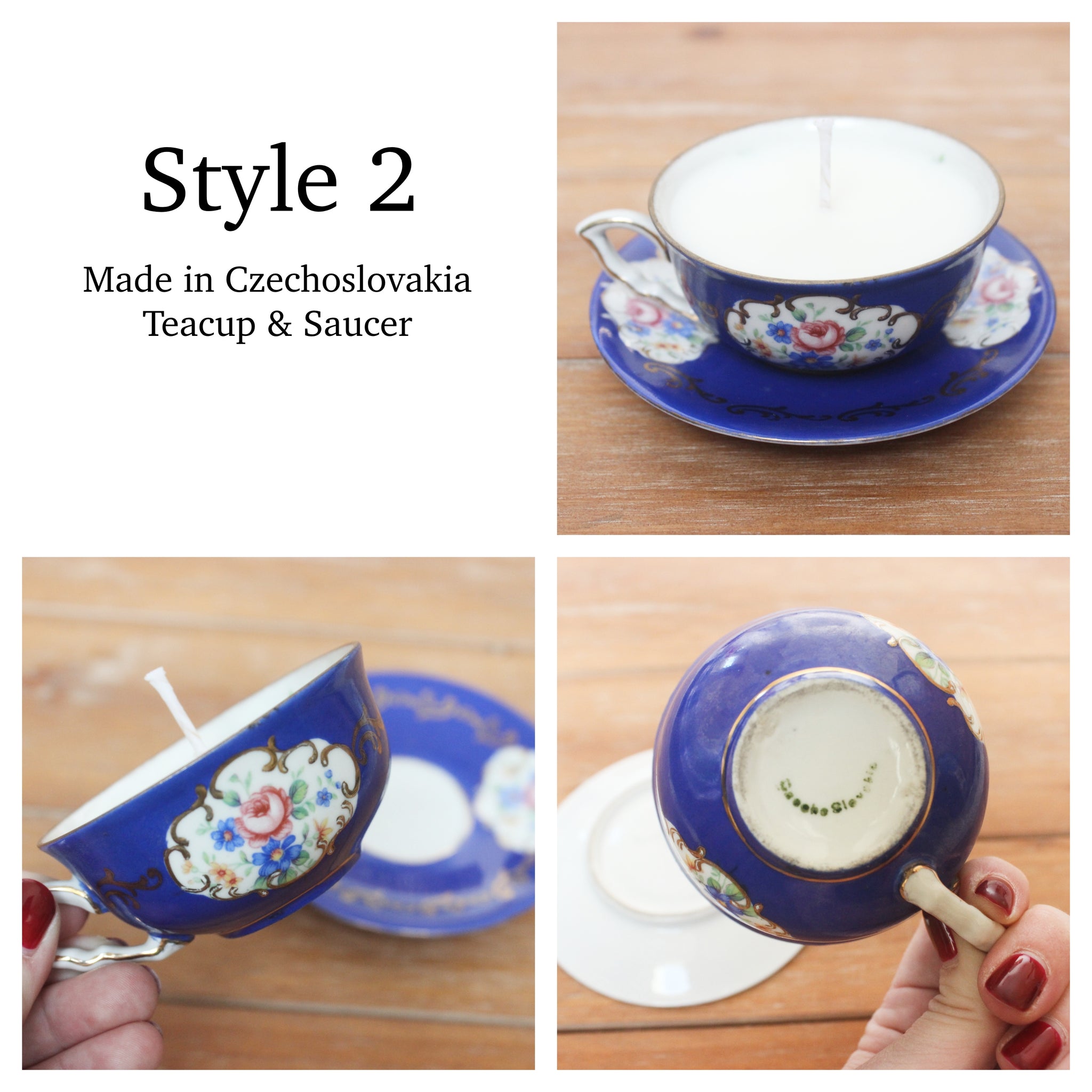 Vintage Teacup Candles, Lavender & Rosemary Soy Candles