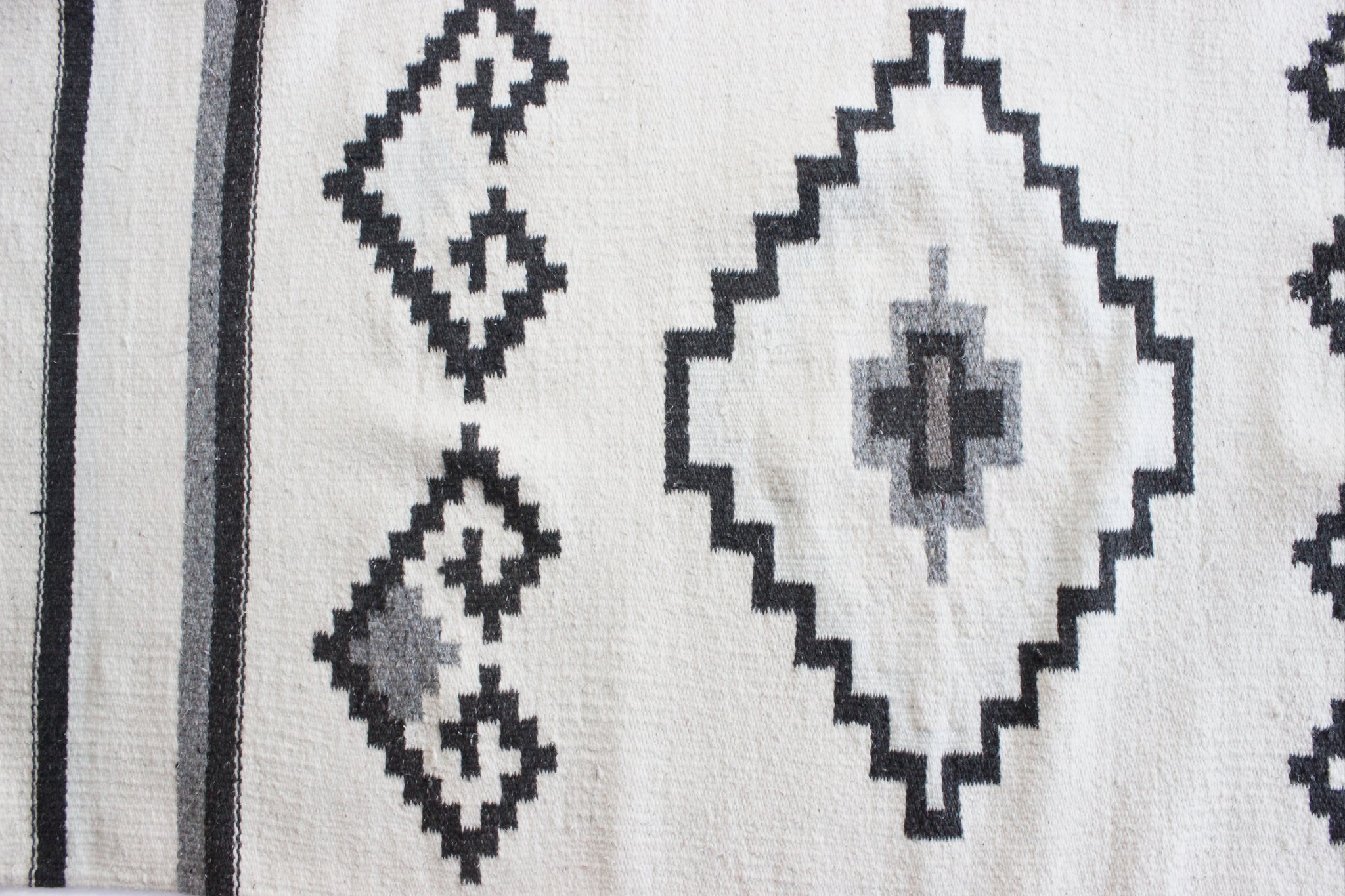 Mexican Area Rug, Small Geometric Pattern Rug, Woven Wool Accent Rug
