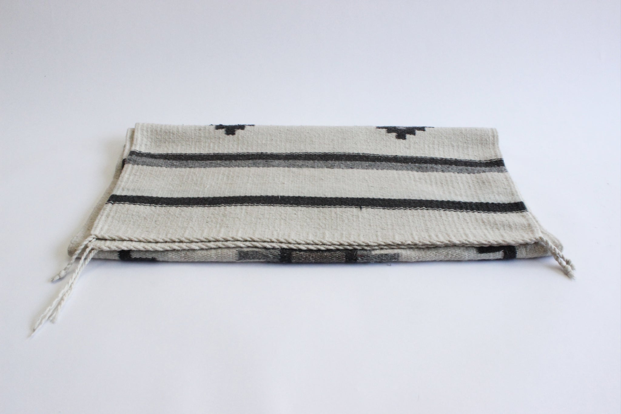 Mexican Area Rug, Small Geometric Pattern Rug, Woven Wool Accent Rug