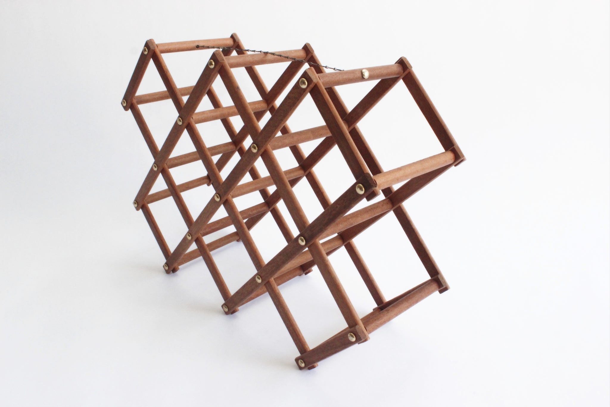 Mid Century Wooden Wine Rack, Folding Wine Rack