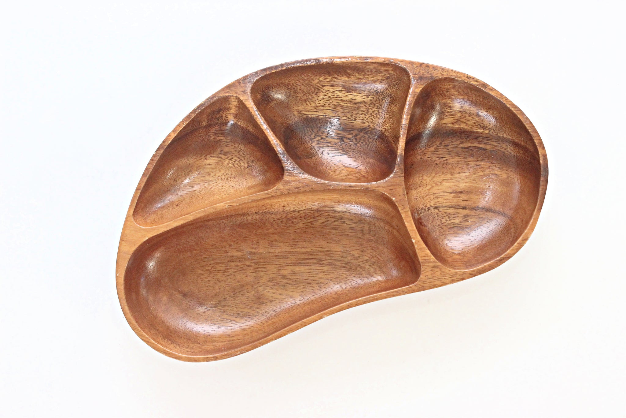 Monkey Pod Divided Tray, Vintage Wood Serving Dish
