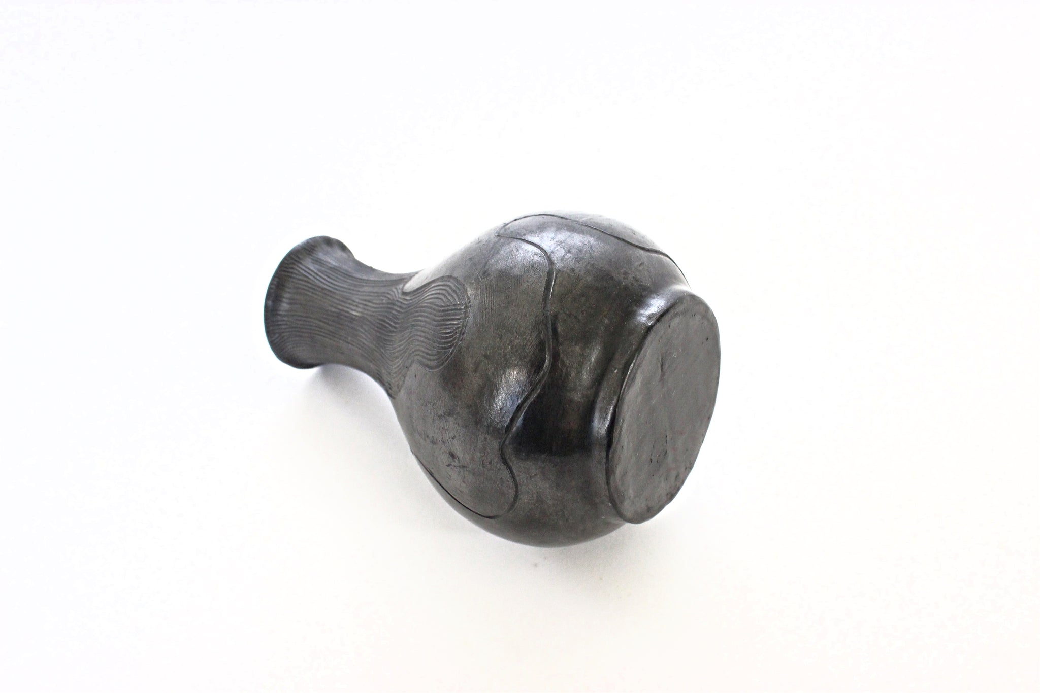 Southwest Style Pottery Bud Vase, Small Etched Clay Vase