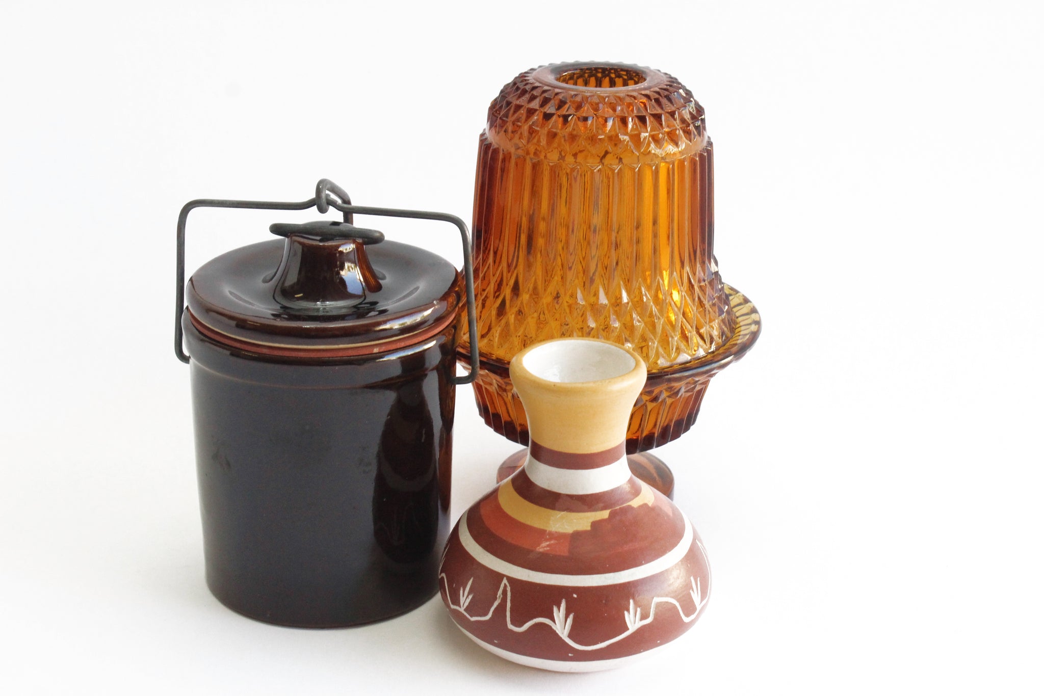 Vintage Stoneware Spice Jar, Sealing Ceramic Jar