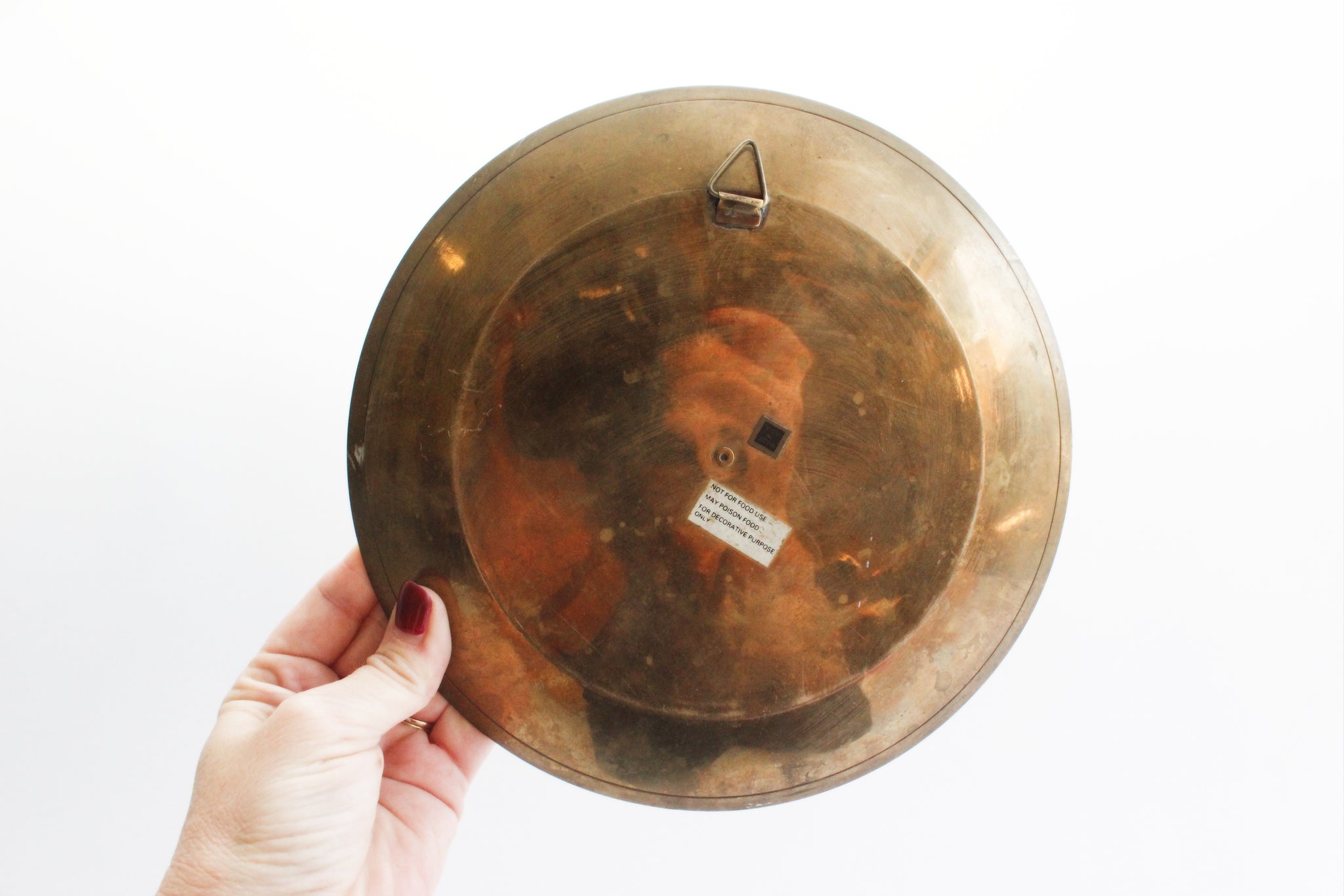 Decorative Brass Plate, Hand Painted Brass Plate Wall Decor