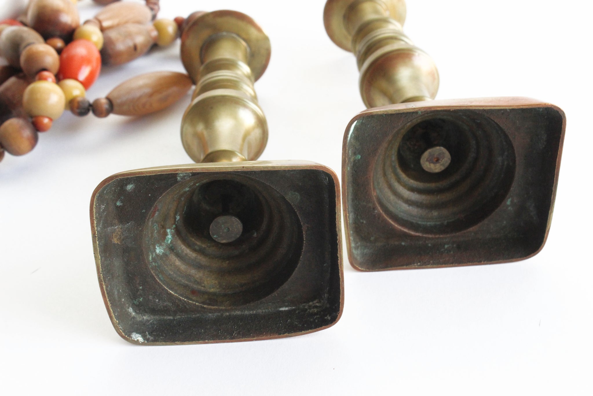 vintage upcycled home decor brass candlestick holders