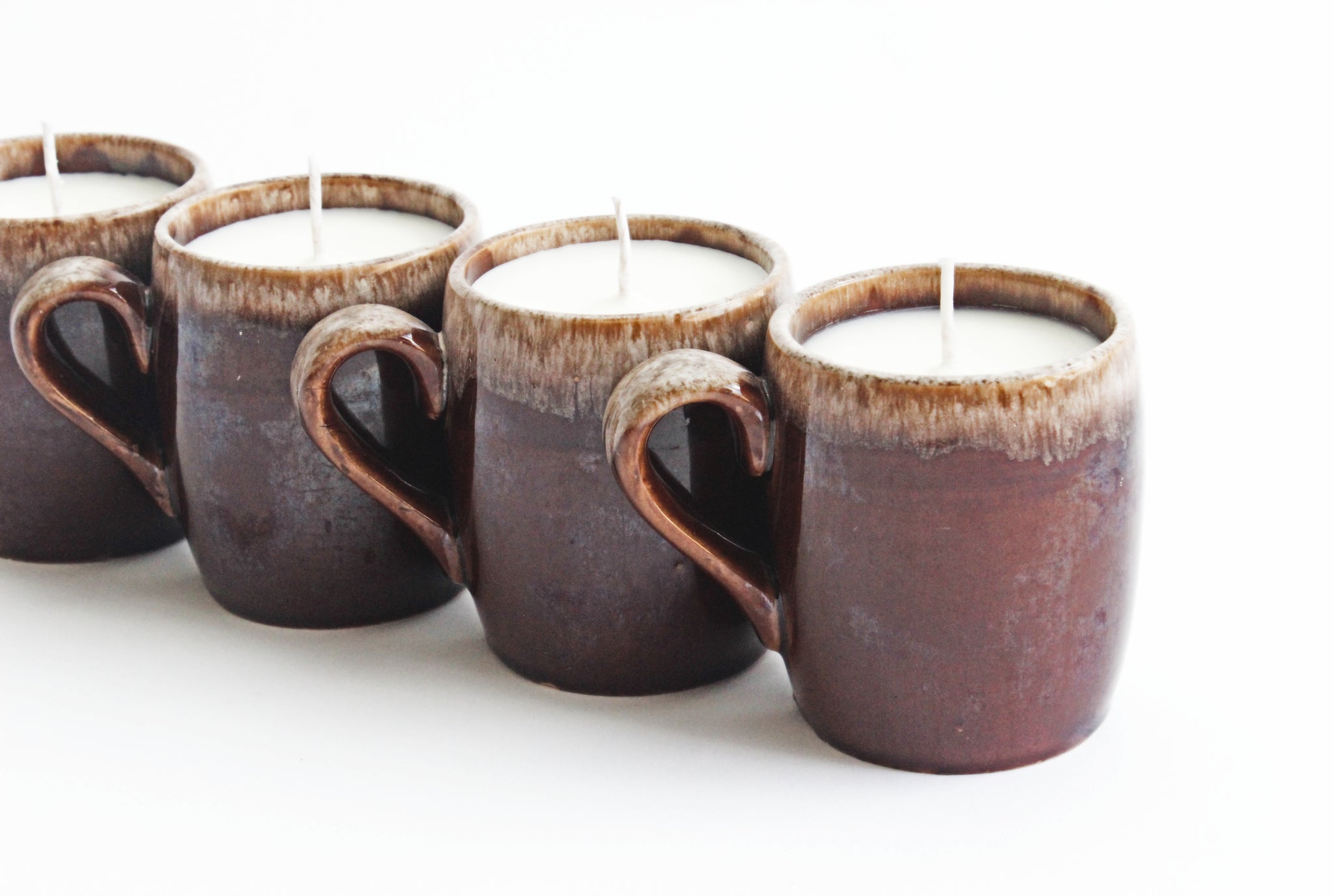 Hand Poured Mug Candle, 9oz Soy Candle in Vintage Stoneware Mug