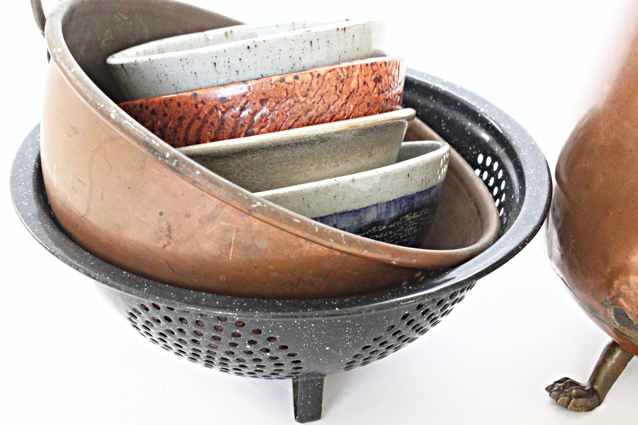 sustainable cookware vintage enamel strainer colander