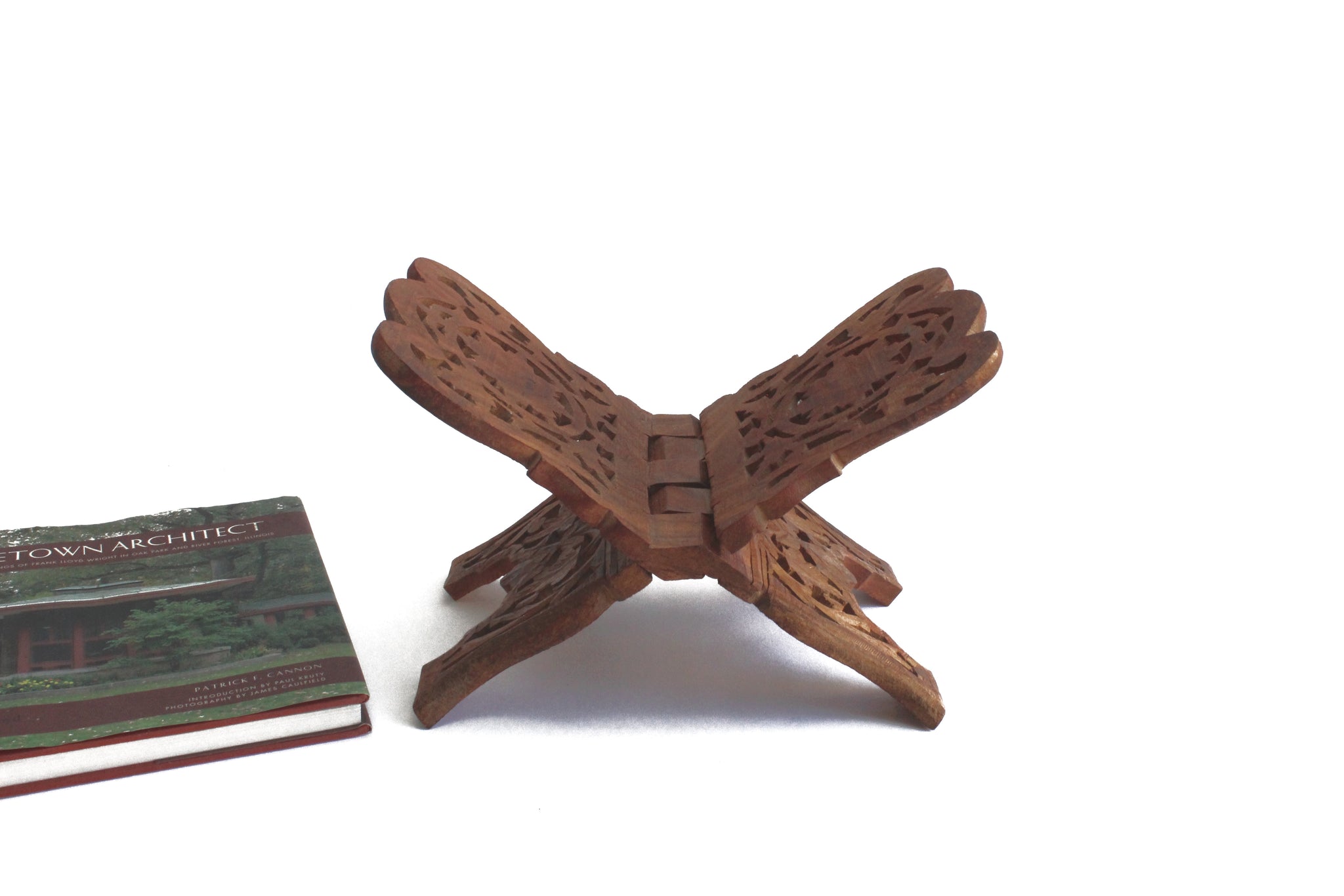 Folding Wood Book Stand, Book Display Shelf