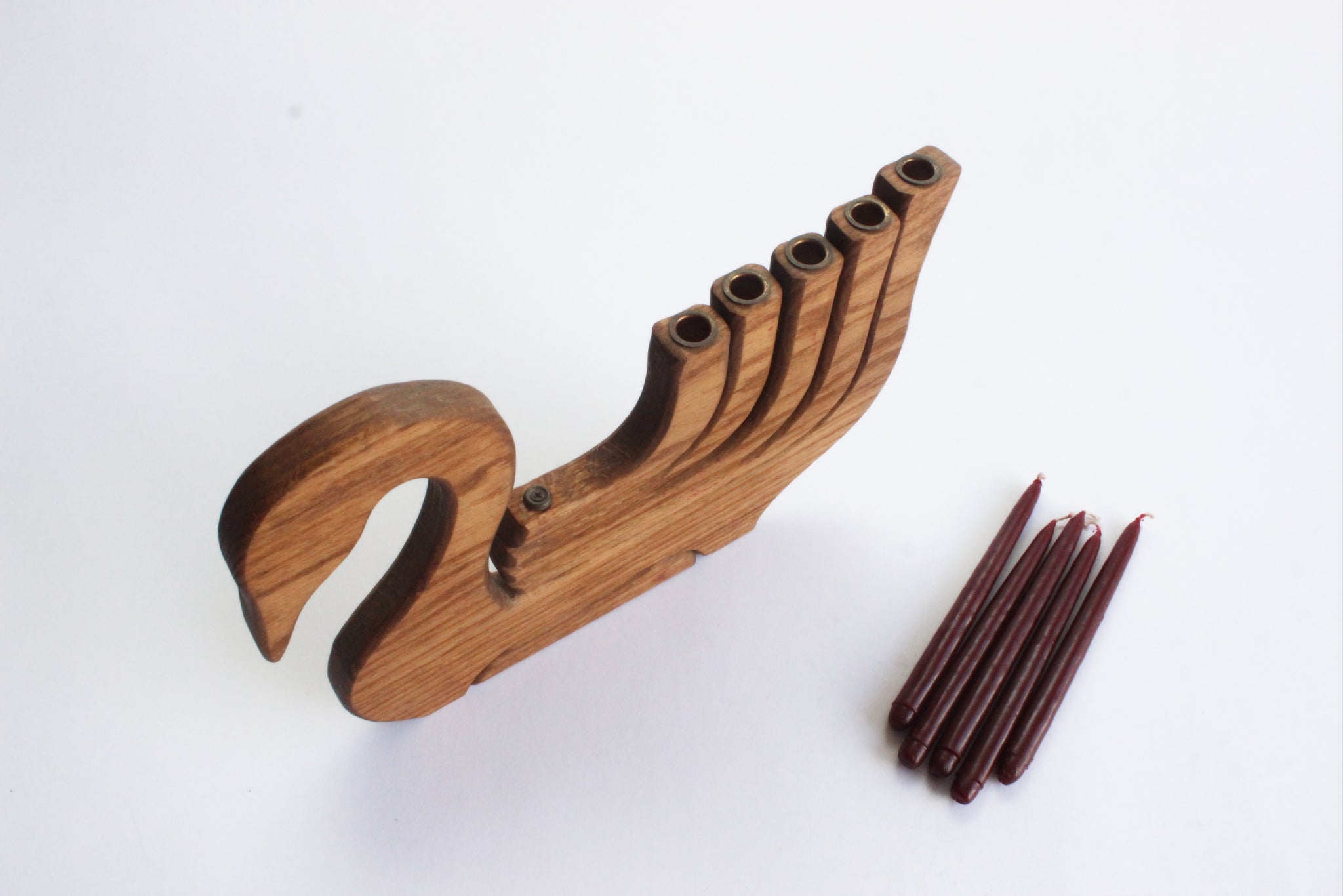 Vintage Wooden Folding Candlestick Holder, Swan Shaped Candle Holder