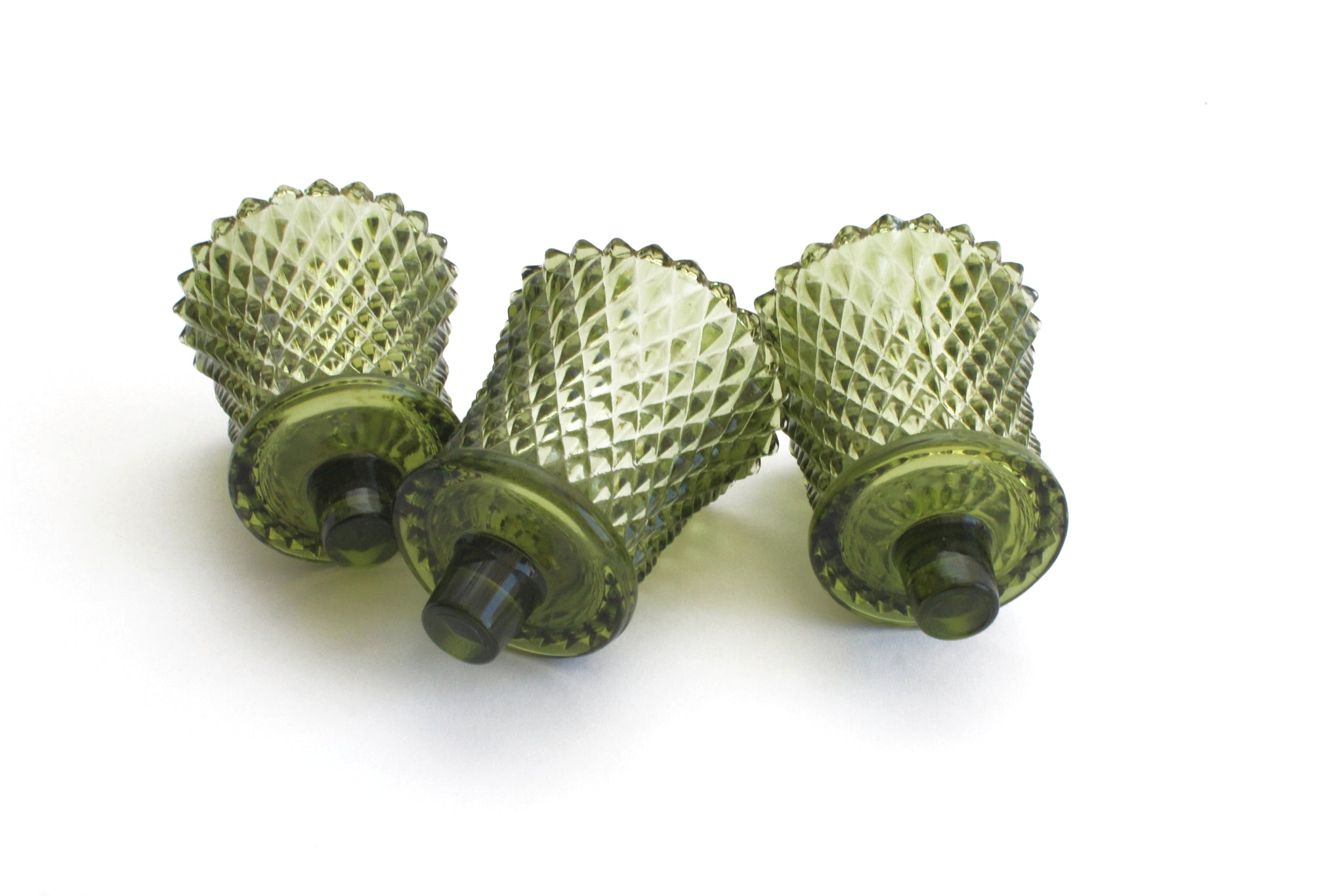 Green Glass Candle Holders, Tea-Light Candle Holder, Candlestick Topper