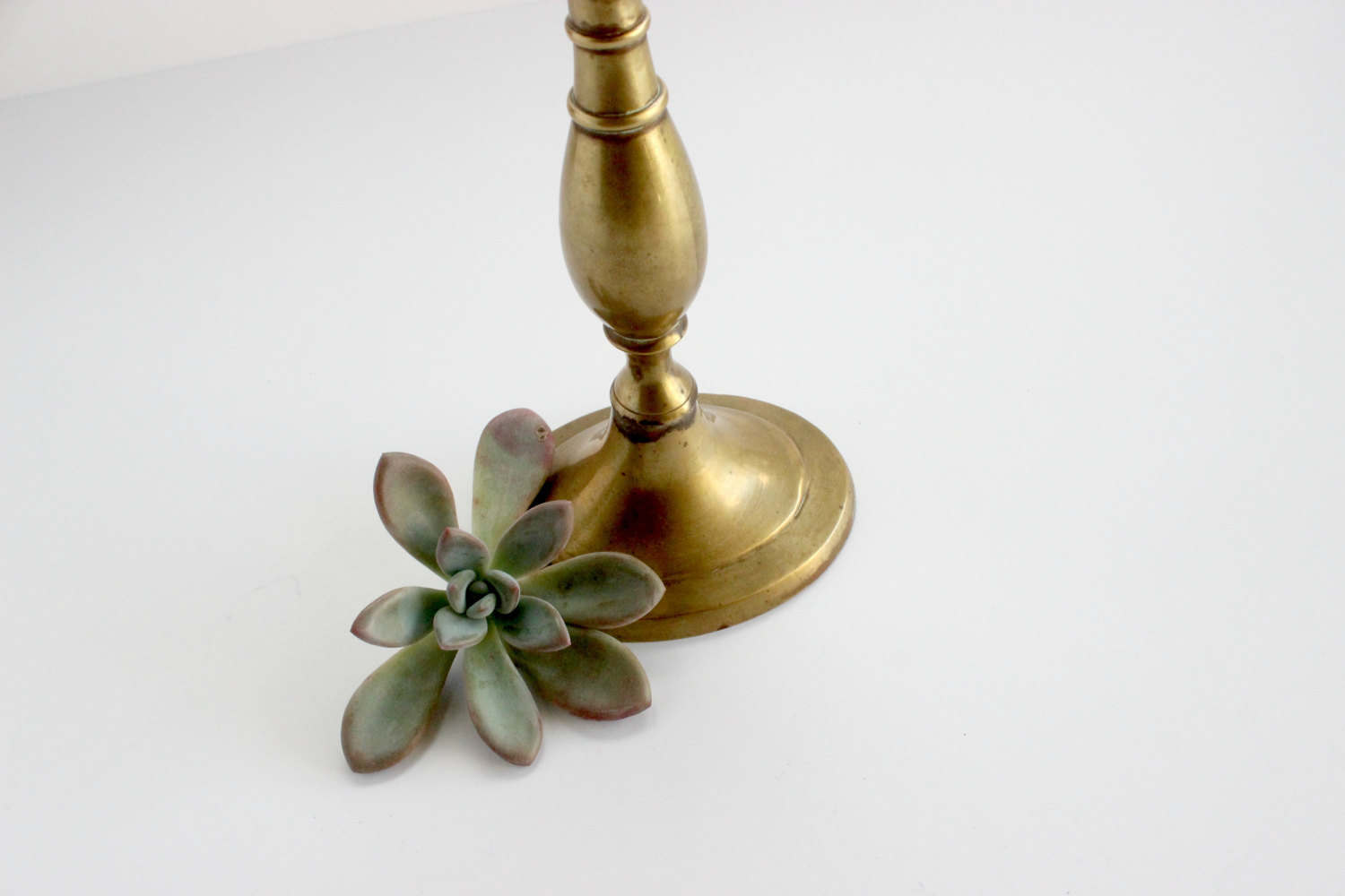 Brass Candlestick Holder With Oval Base, Centerpiece, Mantel Decor