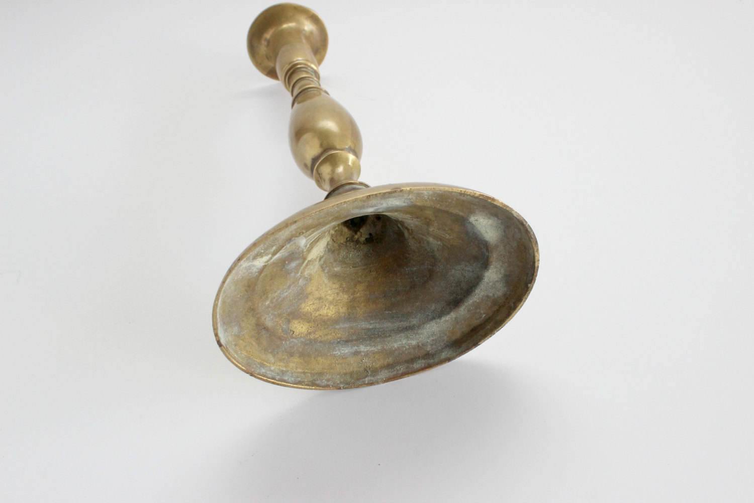 Brass Candlestick Holder With Oval Base, Centerpiece, Mantel Decor