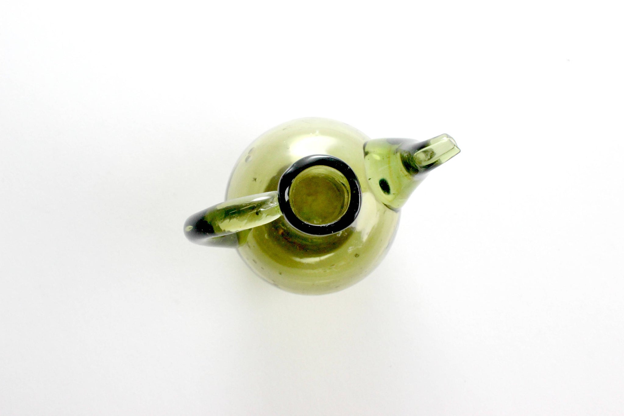 Green Glass Dressing Server, Hand Blown Cruet