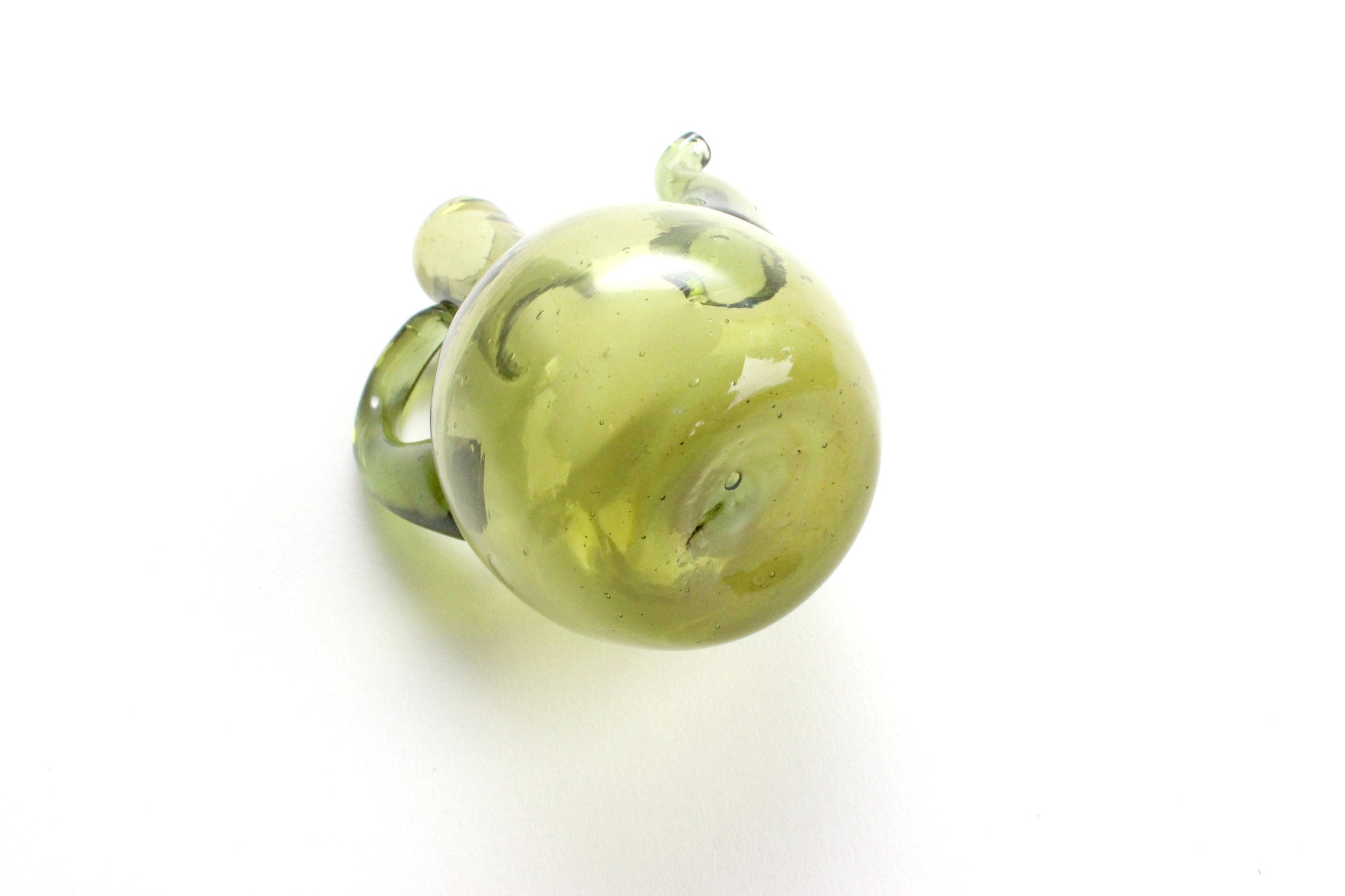 Green Glass Dressing Server, Hand Blown Cruet