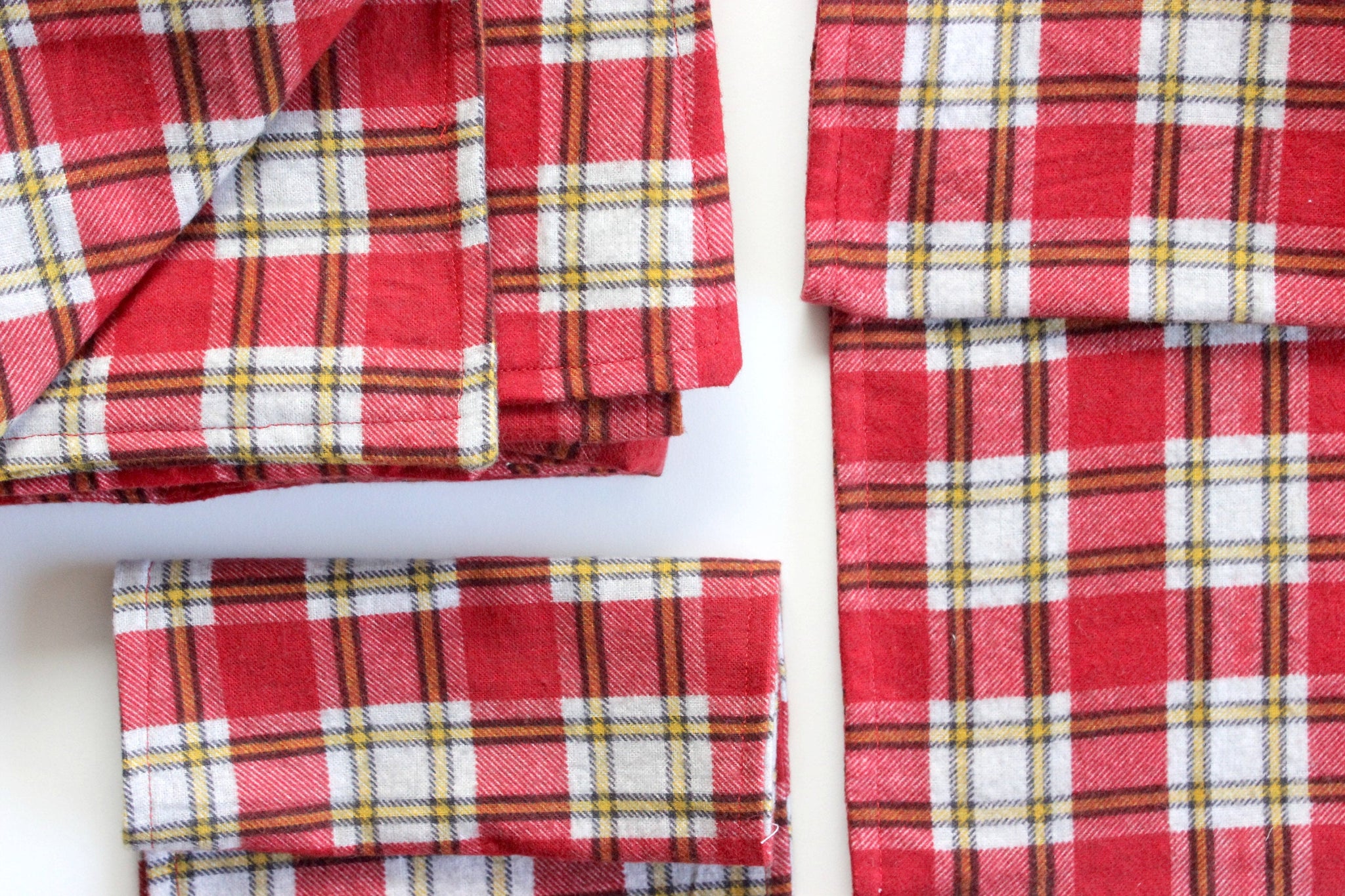 Red Flannel Baby Blanket, Plaid Baby Blanket & Burp Cloth