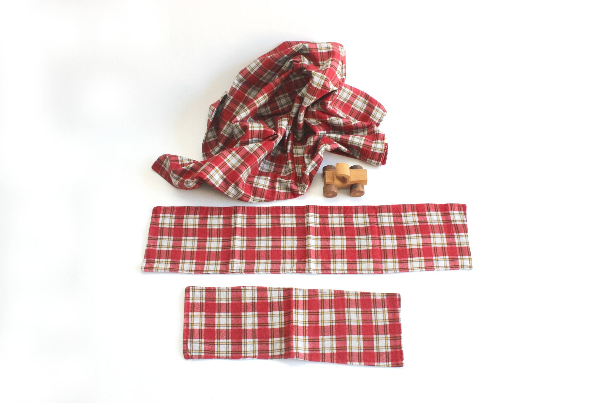 Red Flannel Baby Blanket, Plaid Baby Blanket & Burp Cloth