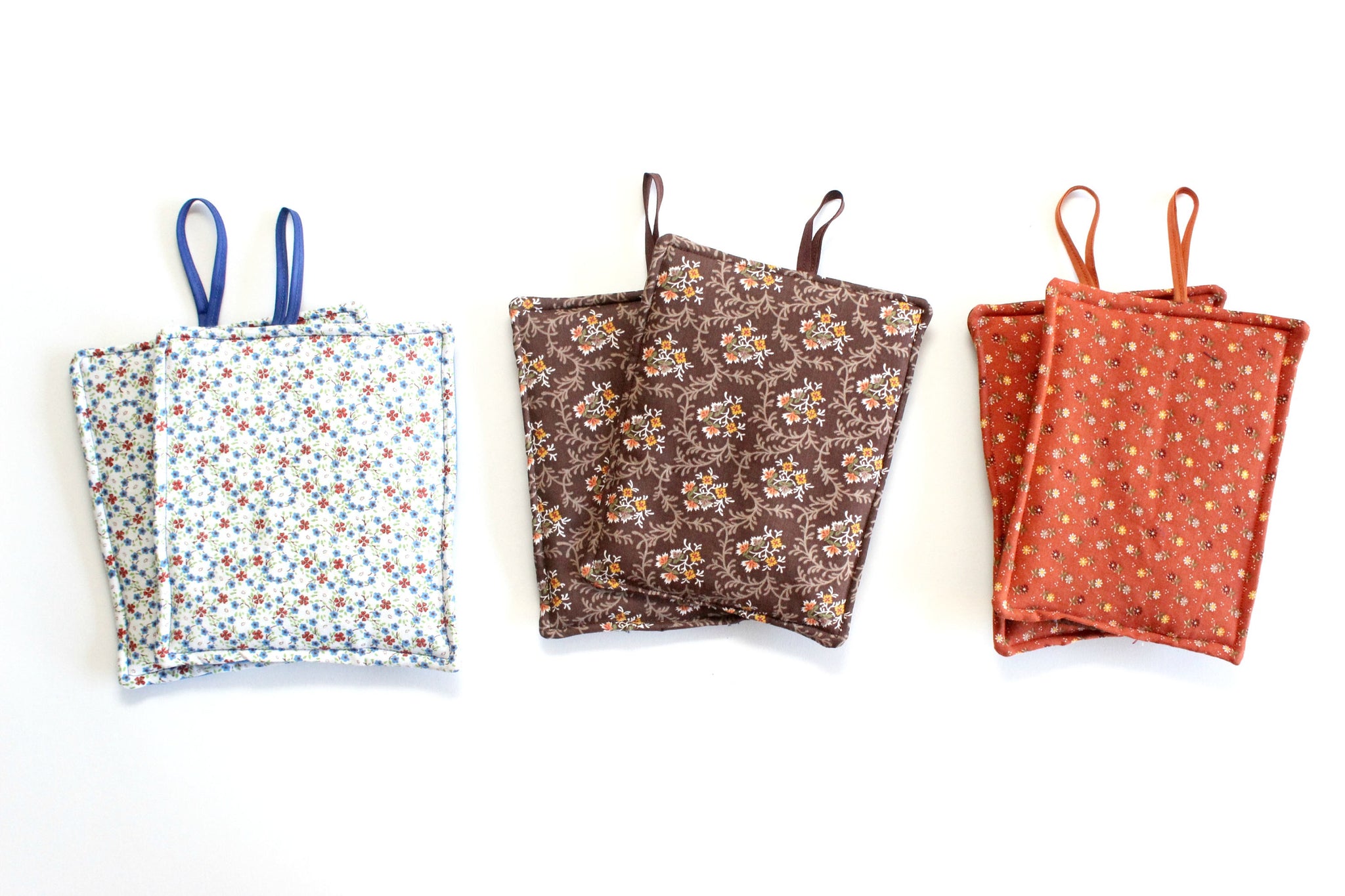 Vintage Pot Holders, Mix Matched Hot Pads, Collection of Six