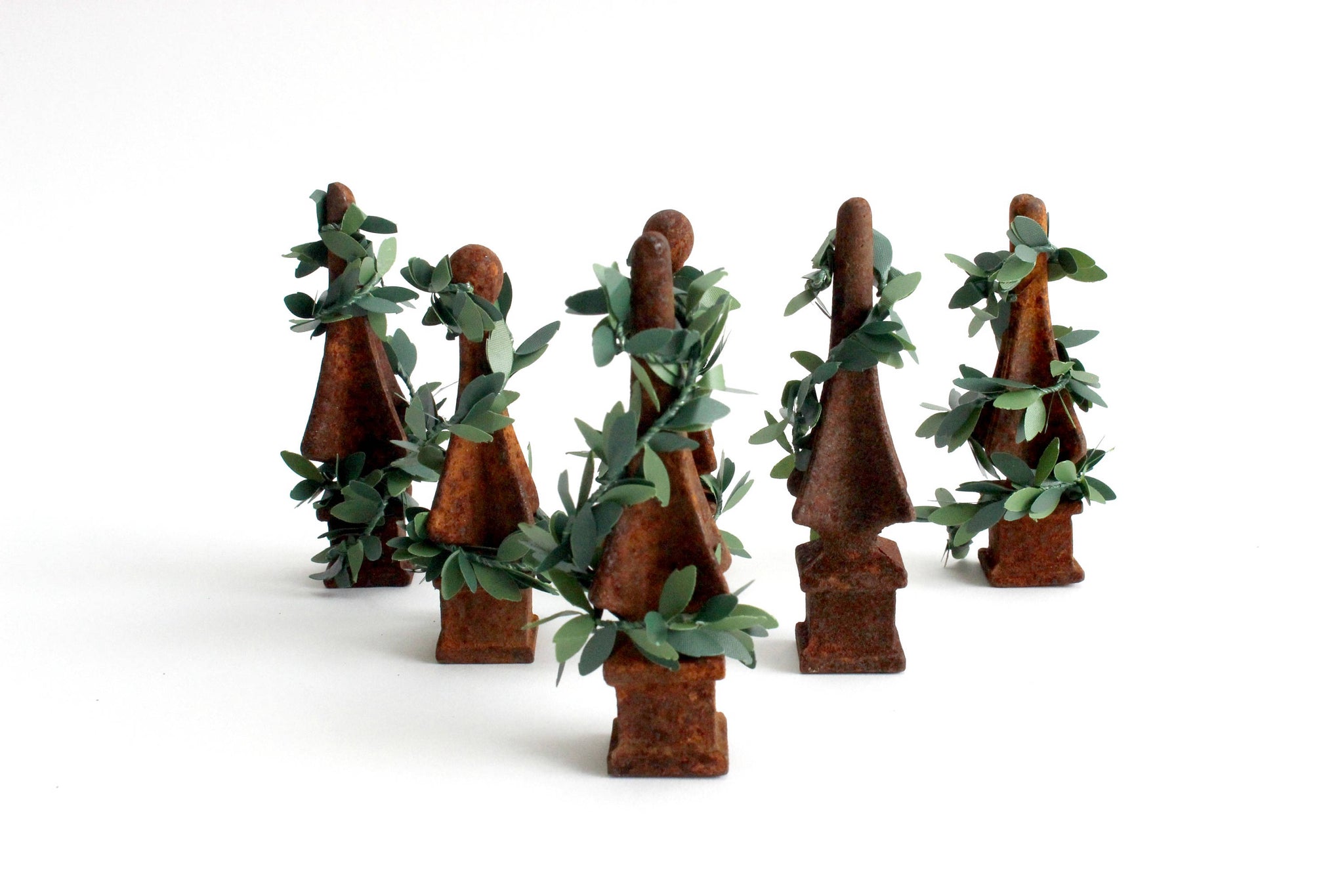 Antique Iron Fence Toppers, Rustic Home Decor, Decorative Christmas Trees