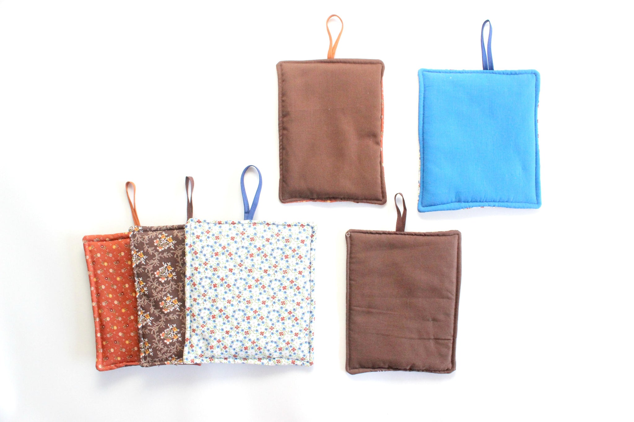 Vintage Pot Holders, Mix Matched Hot Pads, Collection of Six