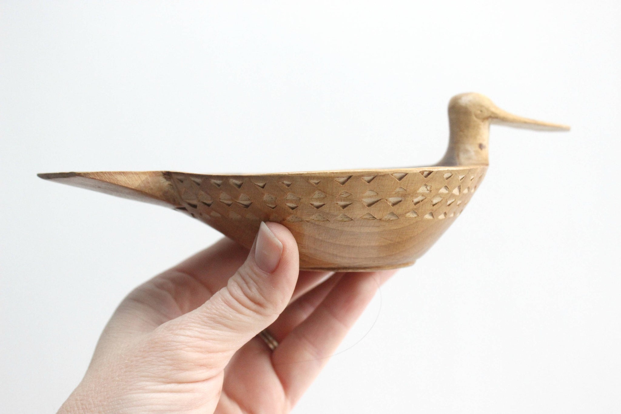Hand Carved Bird Dish, Small Trinket Bowl