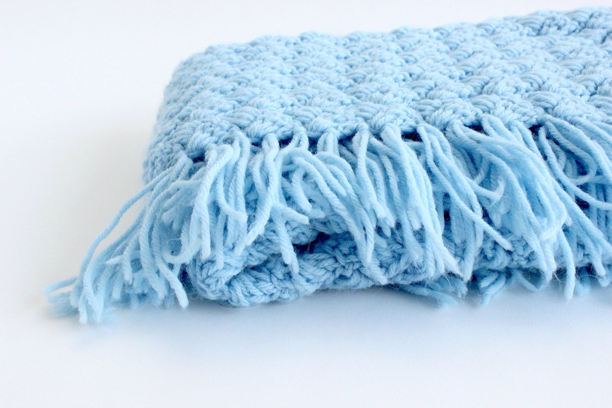 Hand Knit Blanket, Blue Baby Blanket