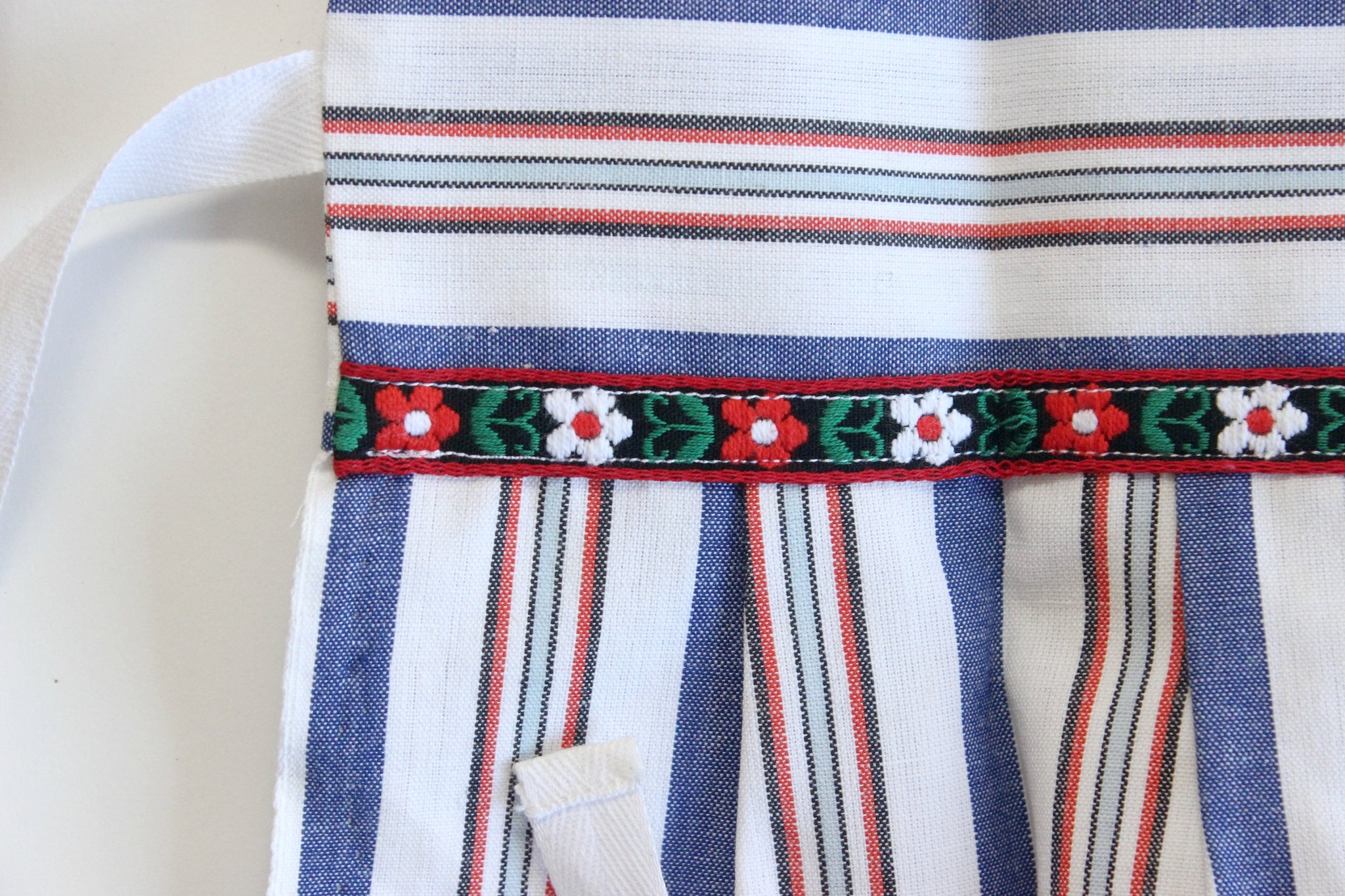 Child's Apron, Vintage Blue & Red Striped Apron