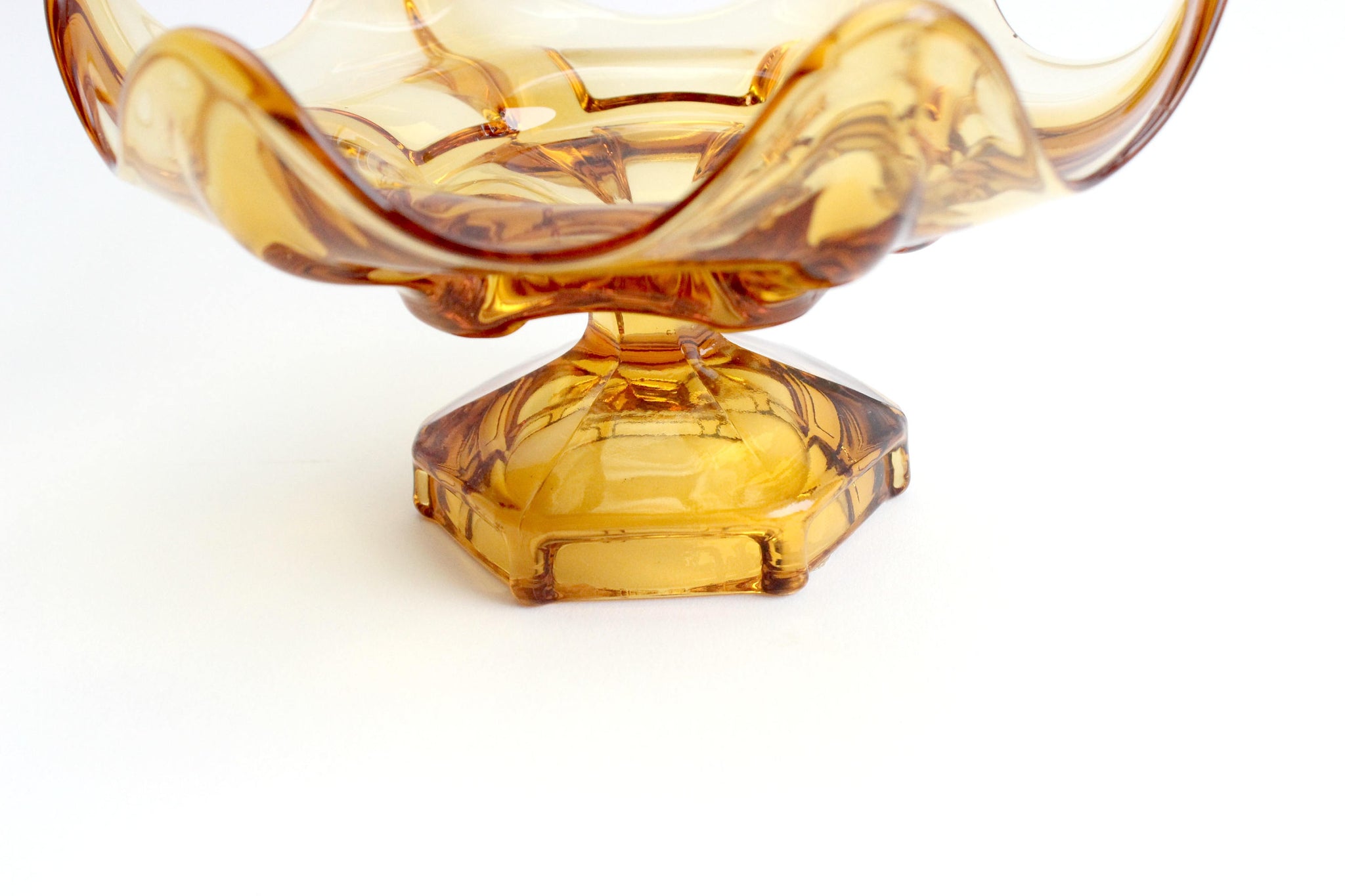 Amber Glass Fruit Bowl, Mid Century Modern, Kitchen Decor