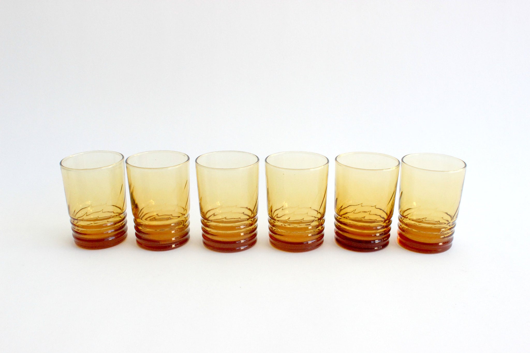 Orange Juice Glasses, Yellow Glass Tumblers, Set of 6 Water Glasses