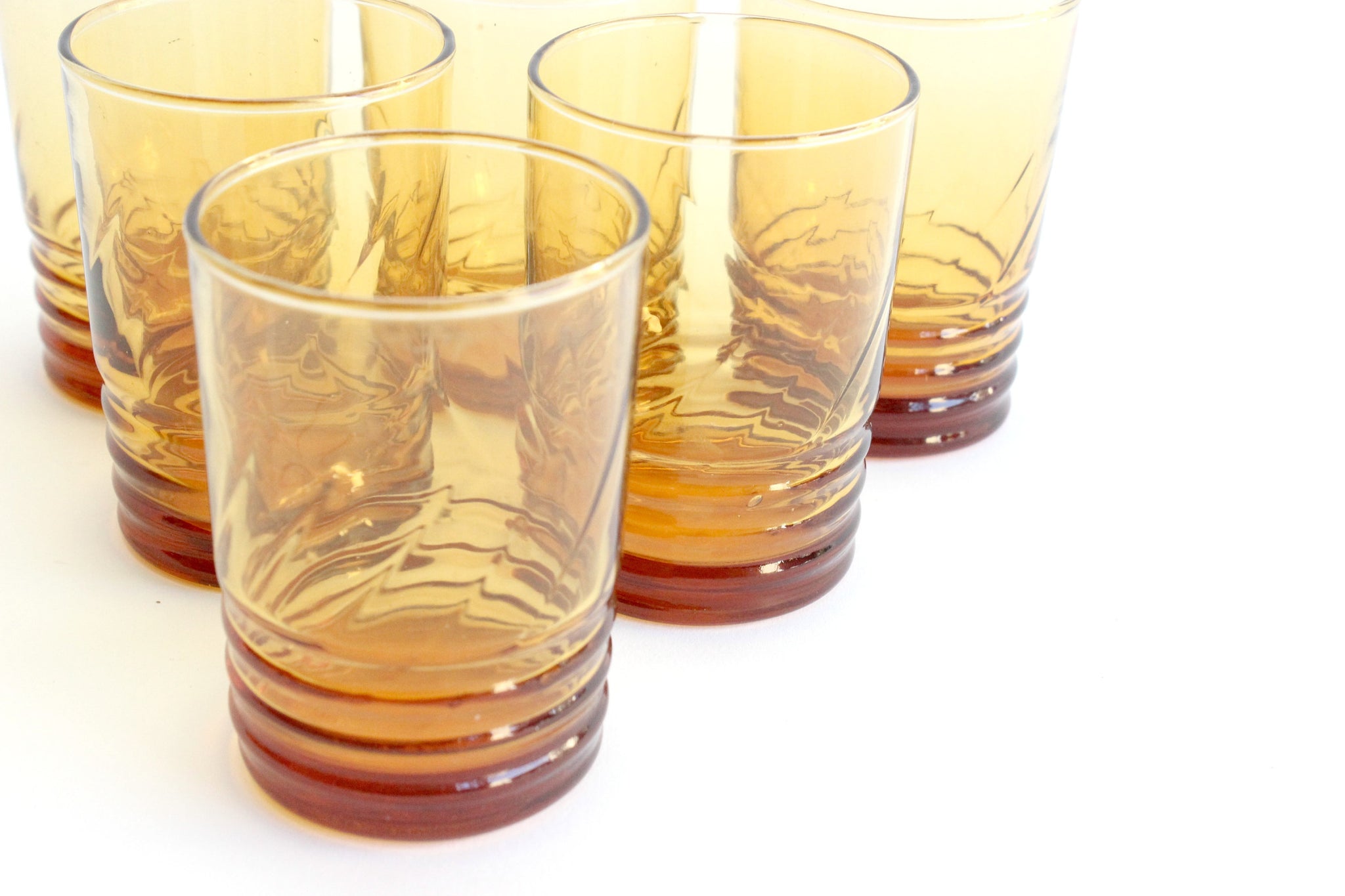 Orange Juice Glasses, Yellow Glass Tumblers, Set of 6 Water Glasses