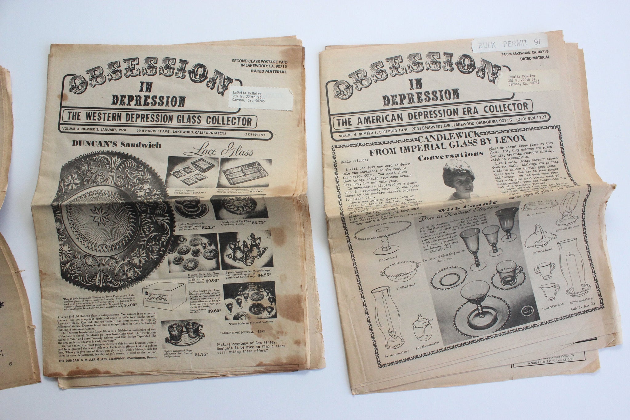 Depression Glass Collectible, Obsession In Depression, Vintage Newsletters