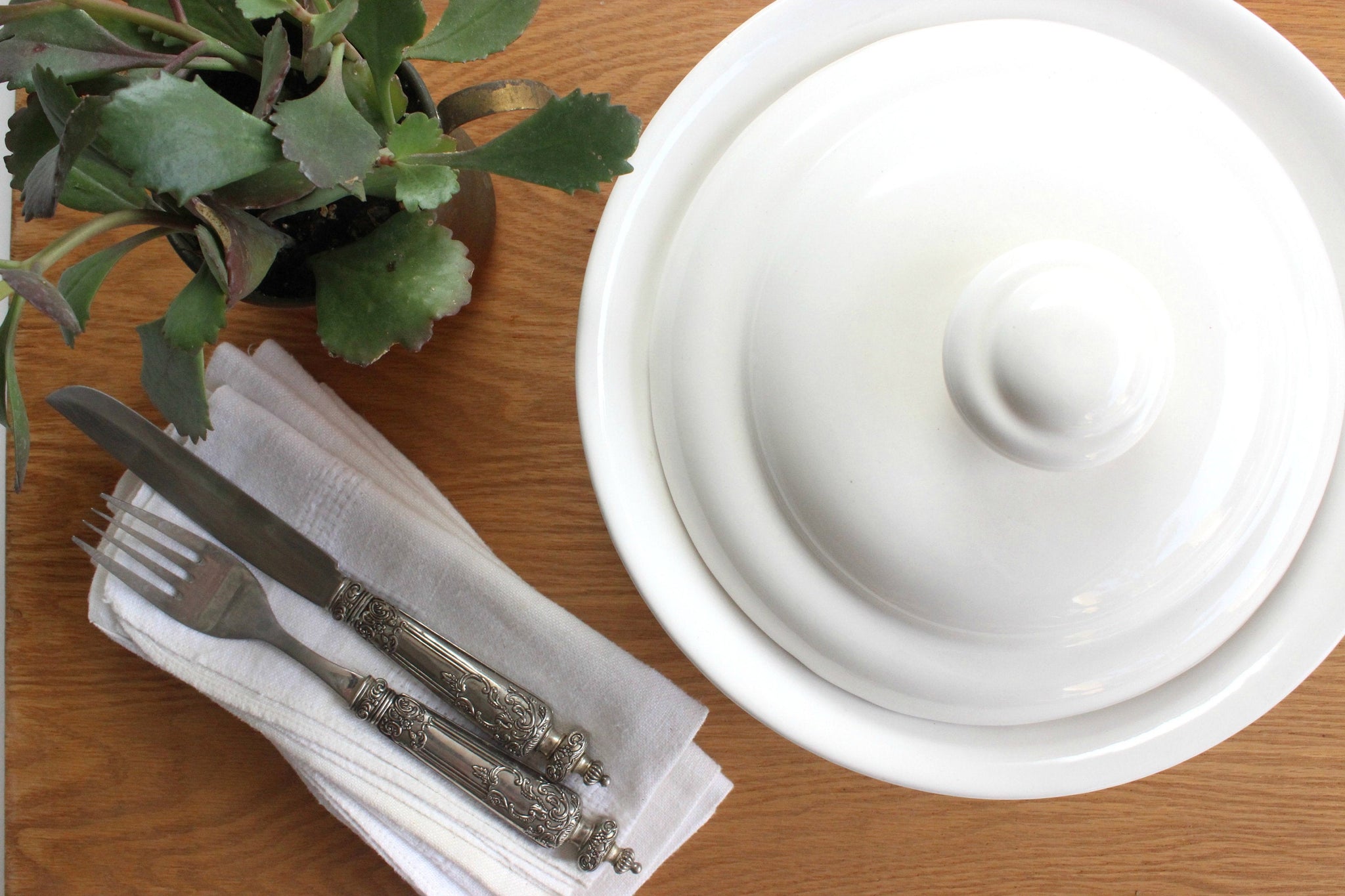White Casserole Dish, Vintage Ceramic Cookware