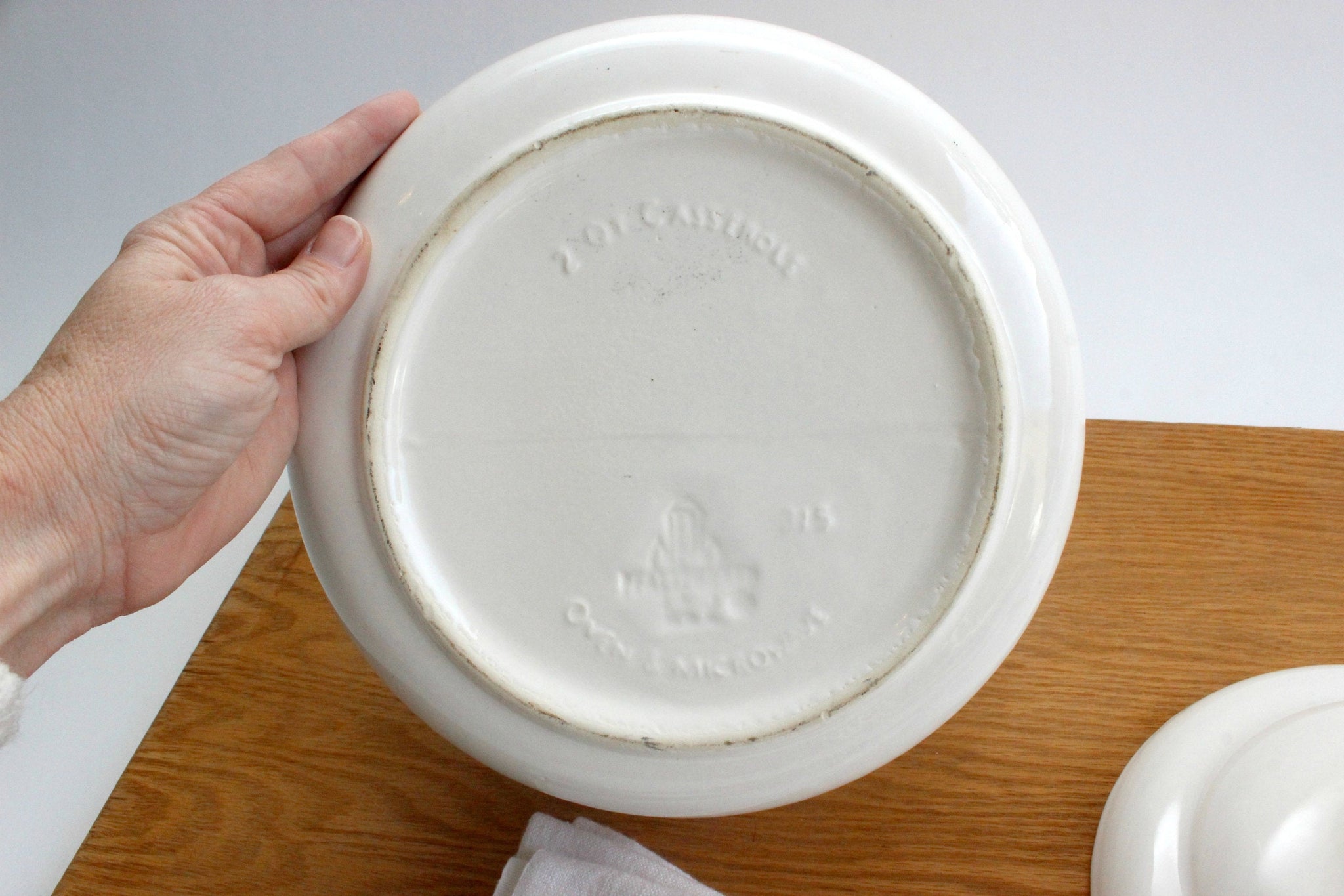 White Casserole Dish, Vintage Ceramic Cookware