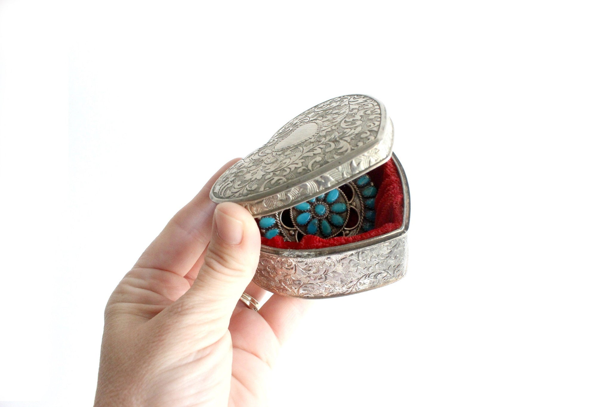 Silver Plated Jewelry Box, Heart Shaped Gift Box