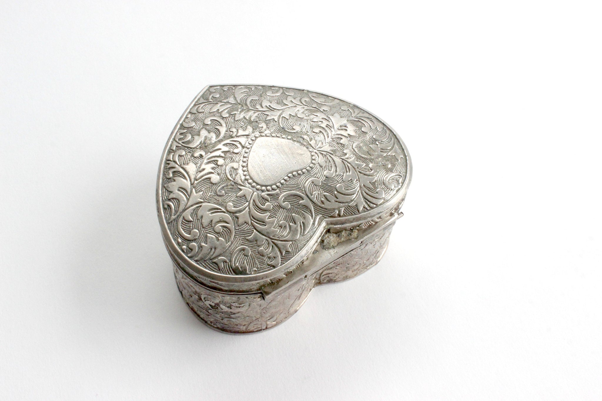 Silver Plated Jewelry Box, Heart Shaped Gift Box