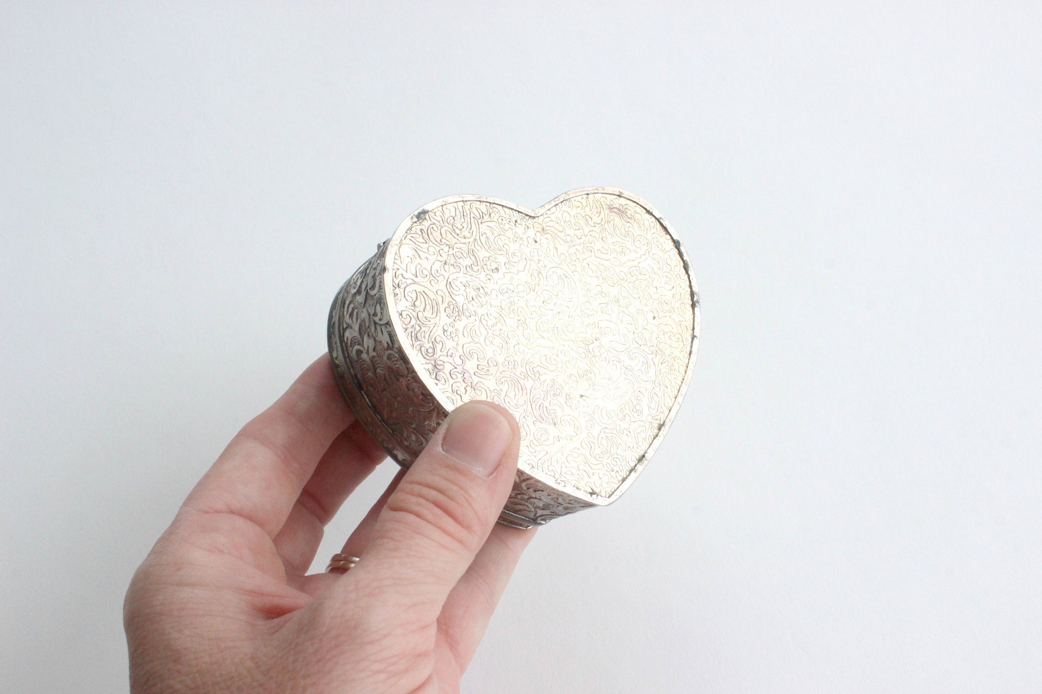 Silver Plated Jewelry Box, Heart Shaped Gift Box