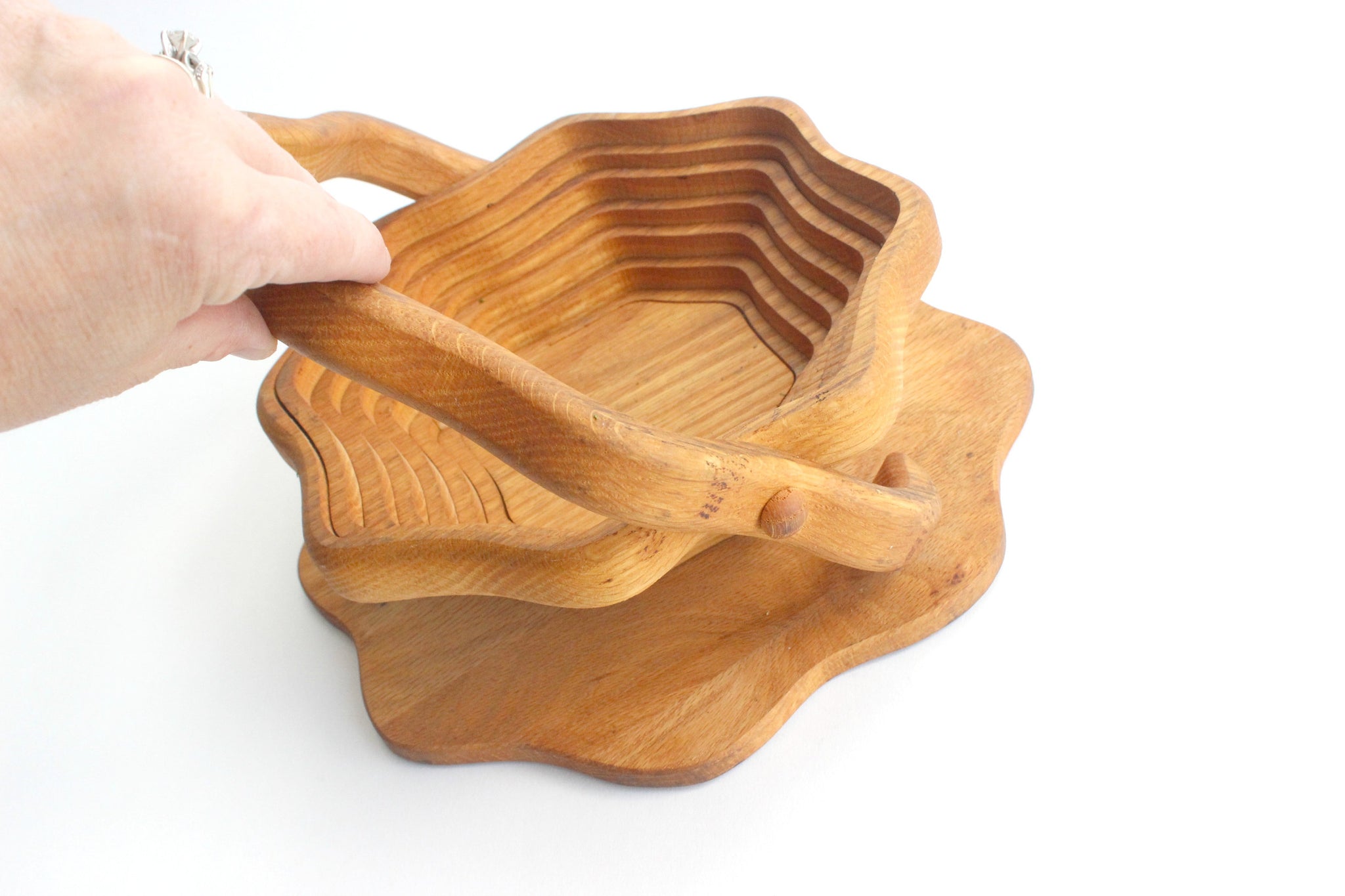 Collapsible Wooden Bowl, Flower Shaped Bowl, Mid Century Modern Home Decor