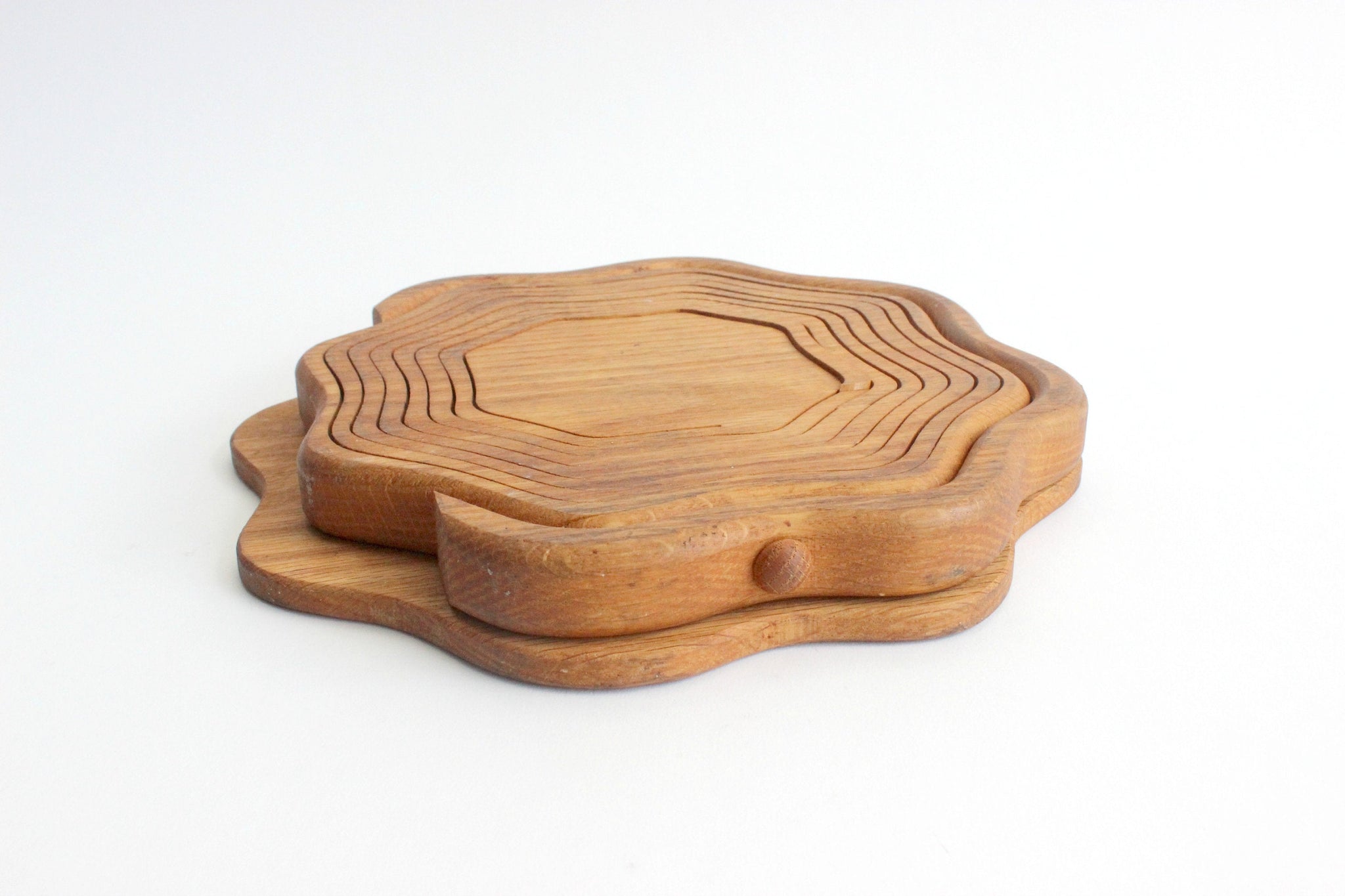 Collapsible Wooden Bowl, Flower Shaped Bowl, Mid Century Modern Home Decor