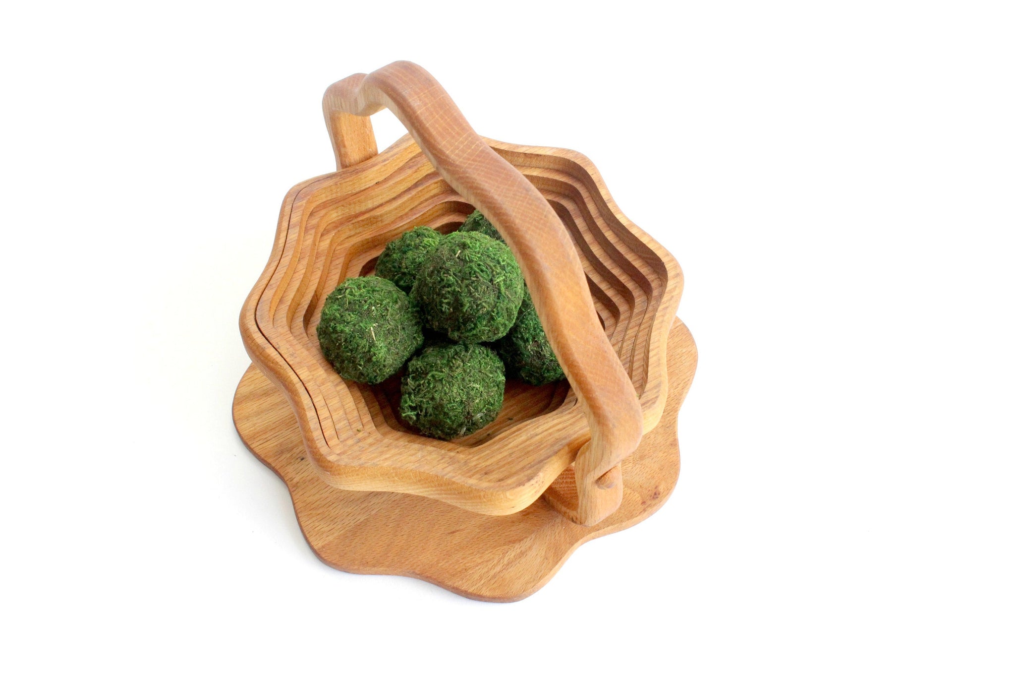 Collapsible Wooden Bowl, Flower Shaped Bowl, Mid Century Modern Home Decor