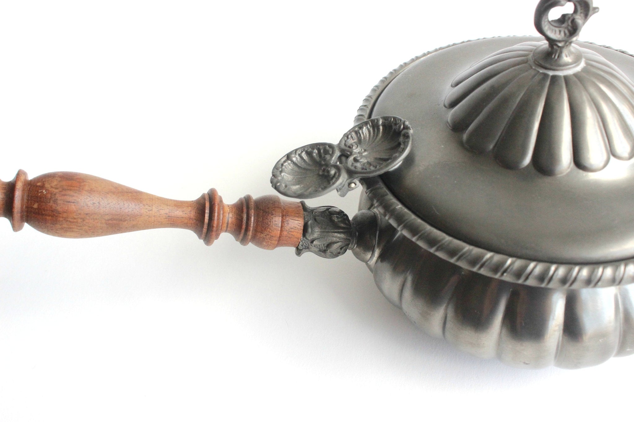 Vintage Italian Pewter Pot, Long Handled Pot With Lid