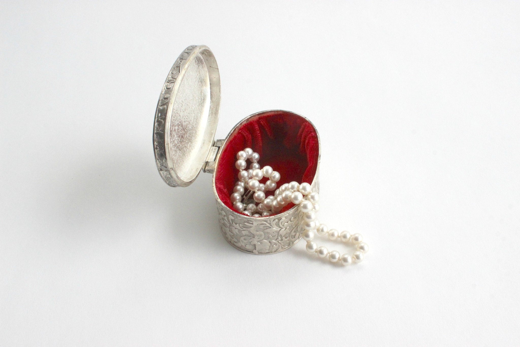 Silver Plated Jewelry Box, Oval Gift Box