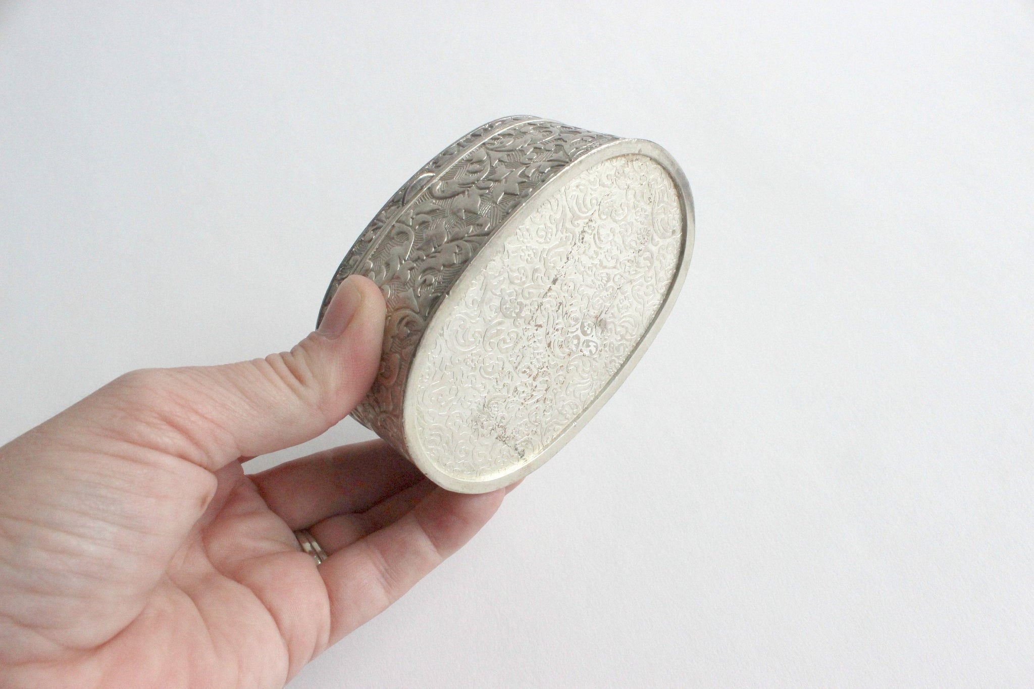 Silver Plated Jewelry Box, Oval Gift Box