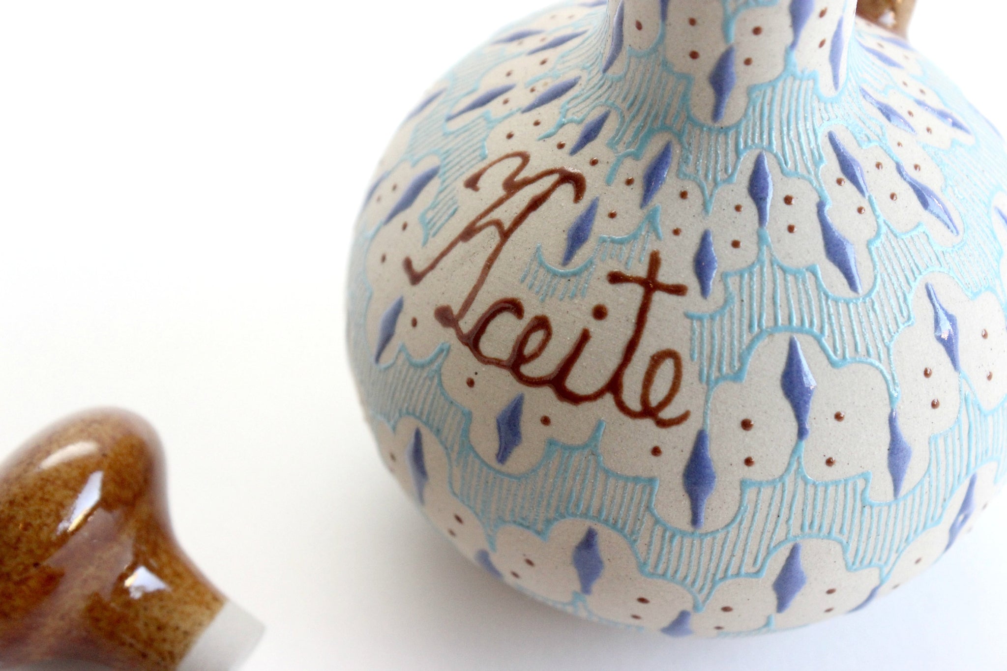 Oil & Vinegar Bottle Set, Hand Painted Pottery, Made in Mexico,