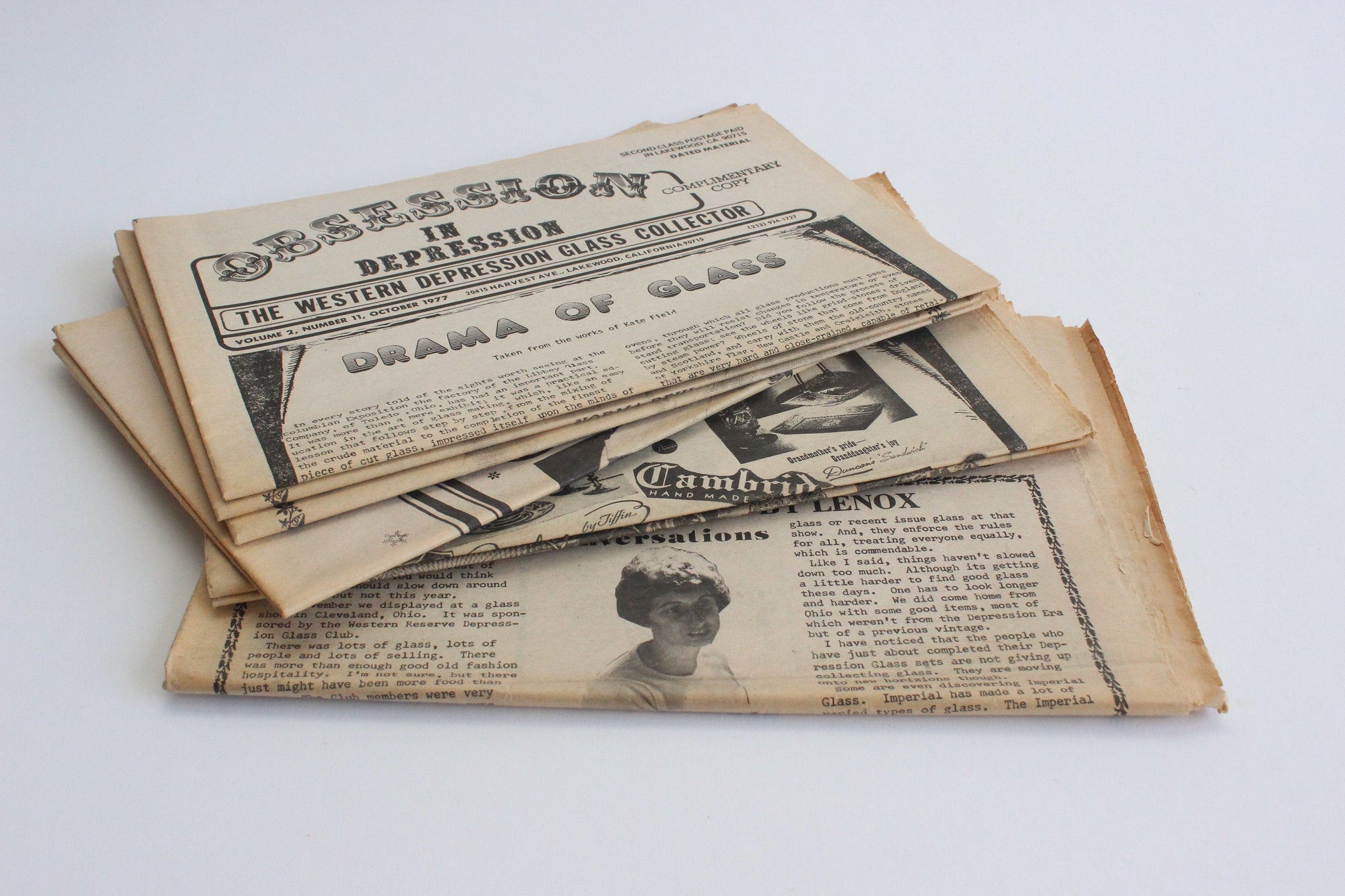Depression Glass Collectible, Obsession In Depression, Vintage Newsletters