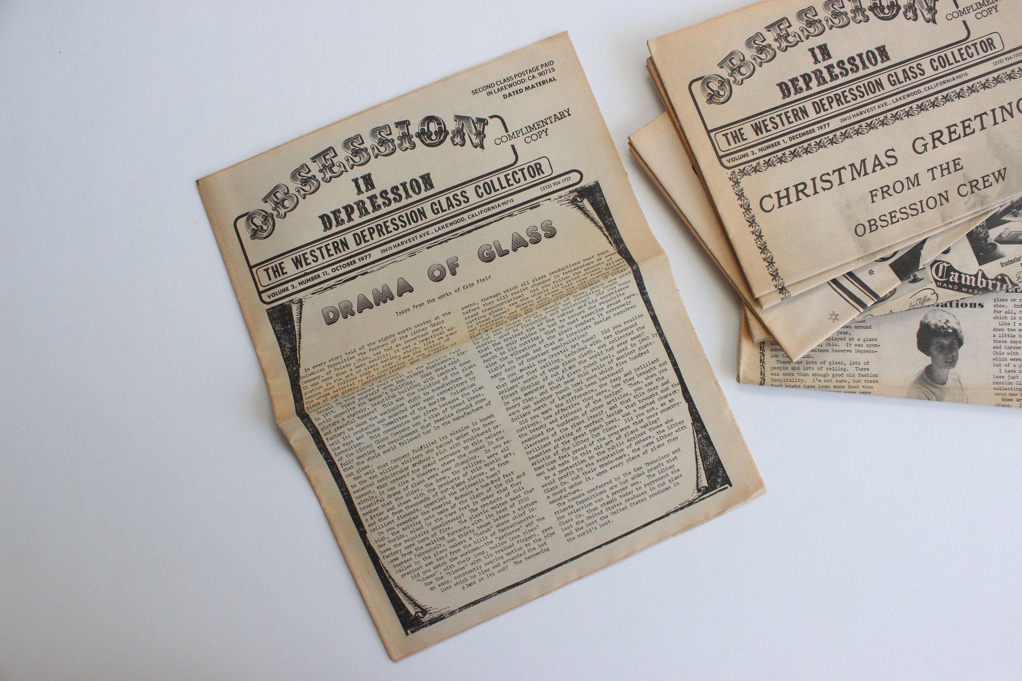 Depression Glass Collectible, Obsession In Depression, Vintage Newsletters