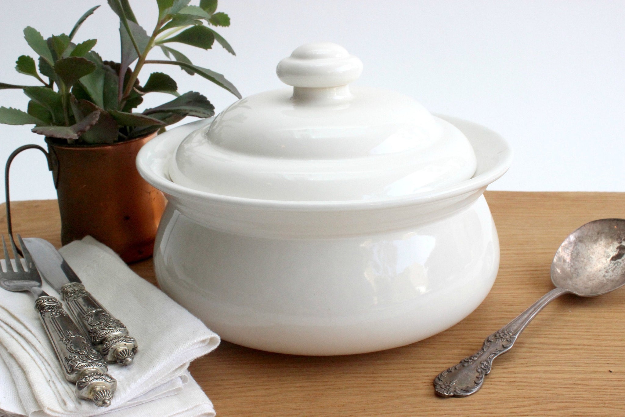 White Casserole Dish, Vintage Ceramic Cookware