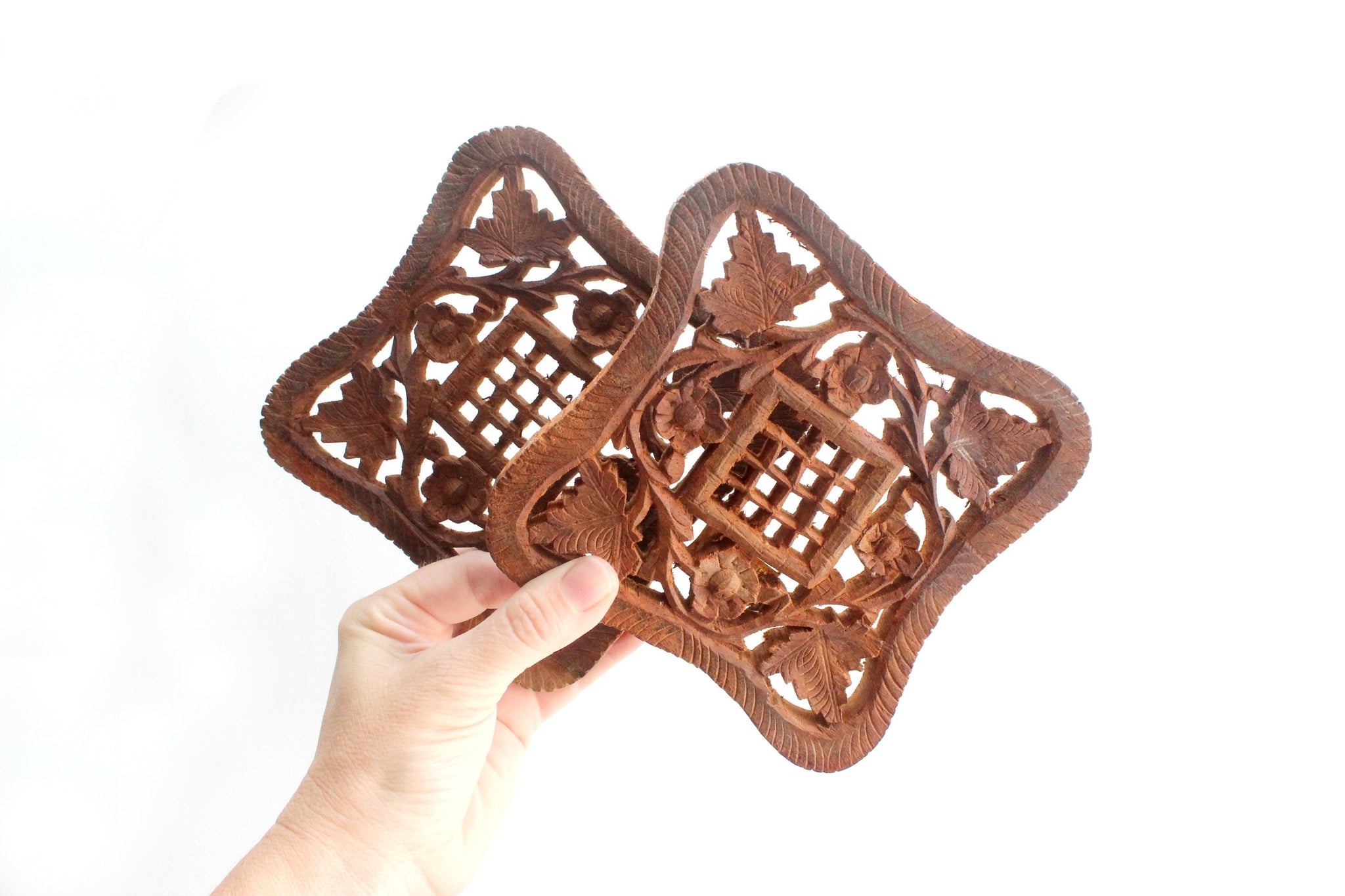Hand Carved Wooden Trivets, Bohemian Style, Kitchen Decor