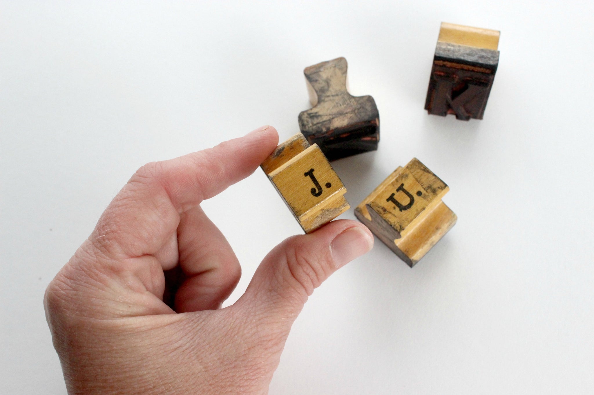 Vintage Letter Stamps, Individual Letter Stamps That Spell J-U-N-K
